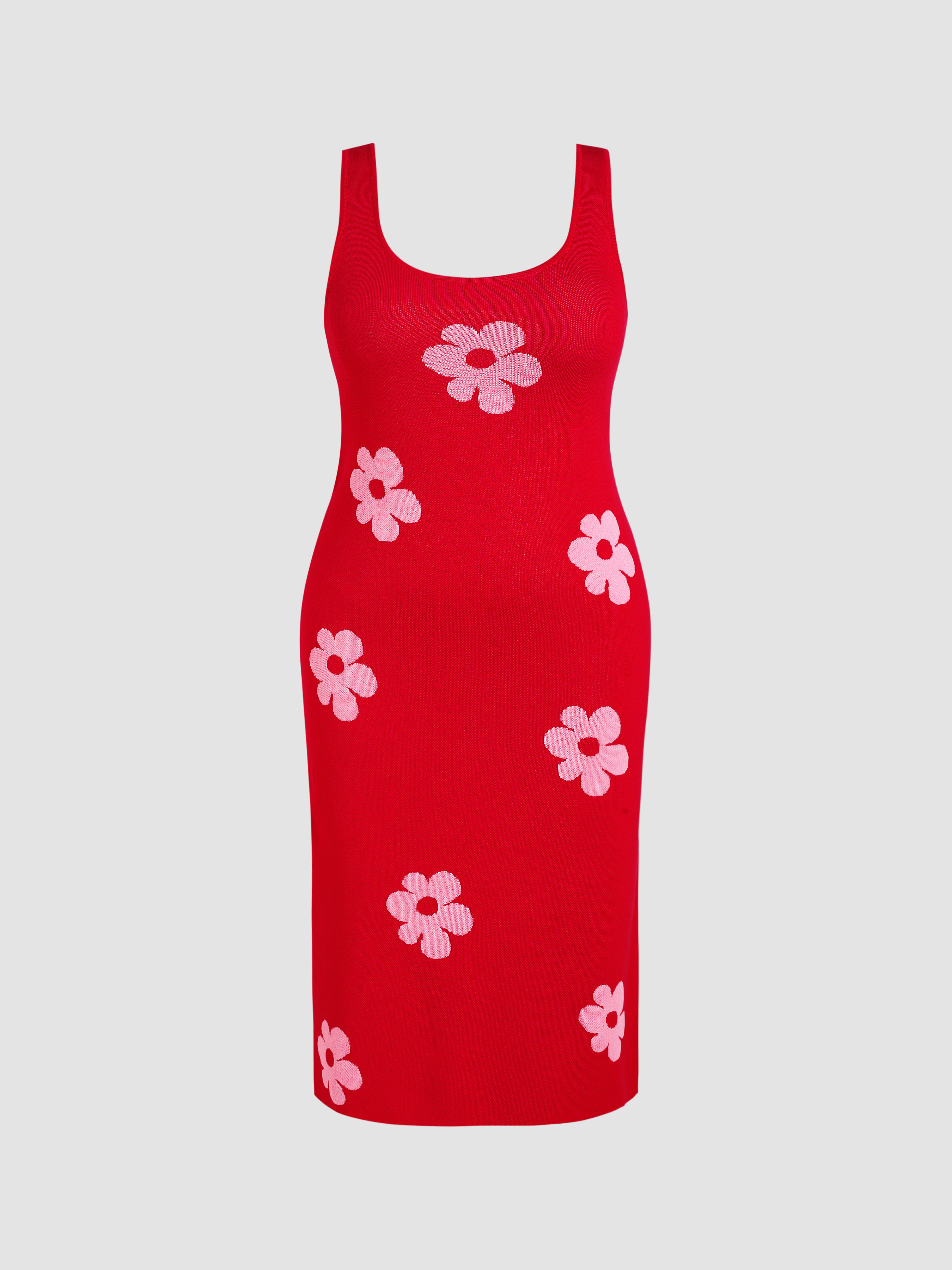 h&m floral knit dress Fabric Knit Knit Fabric U-neckline Medi Curve & Plus For Coffee Shop Daily Casual Date Banana Republic