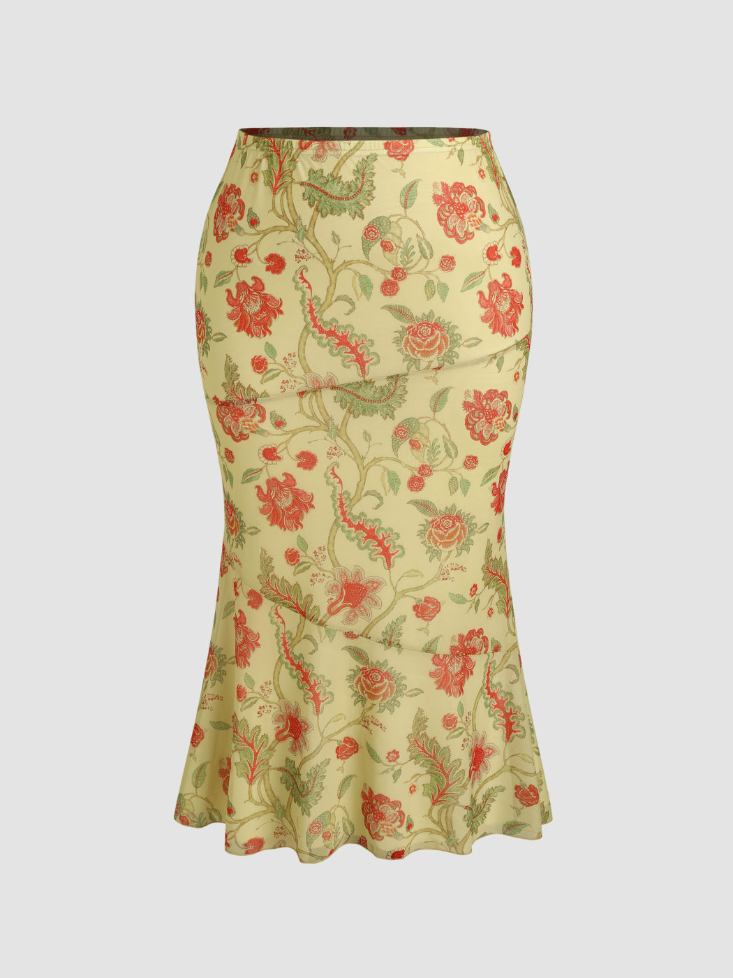Blumen Mesh Volant Saum Maxikleid Kurve & Plus