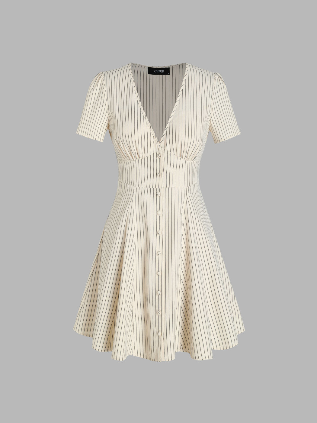 V-neck Striped Ruffle Mini Dress