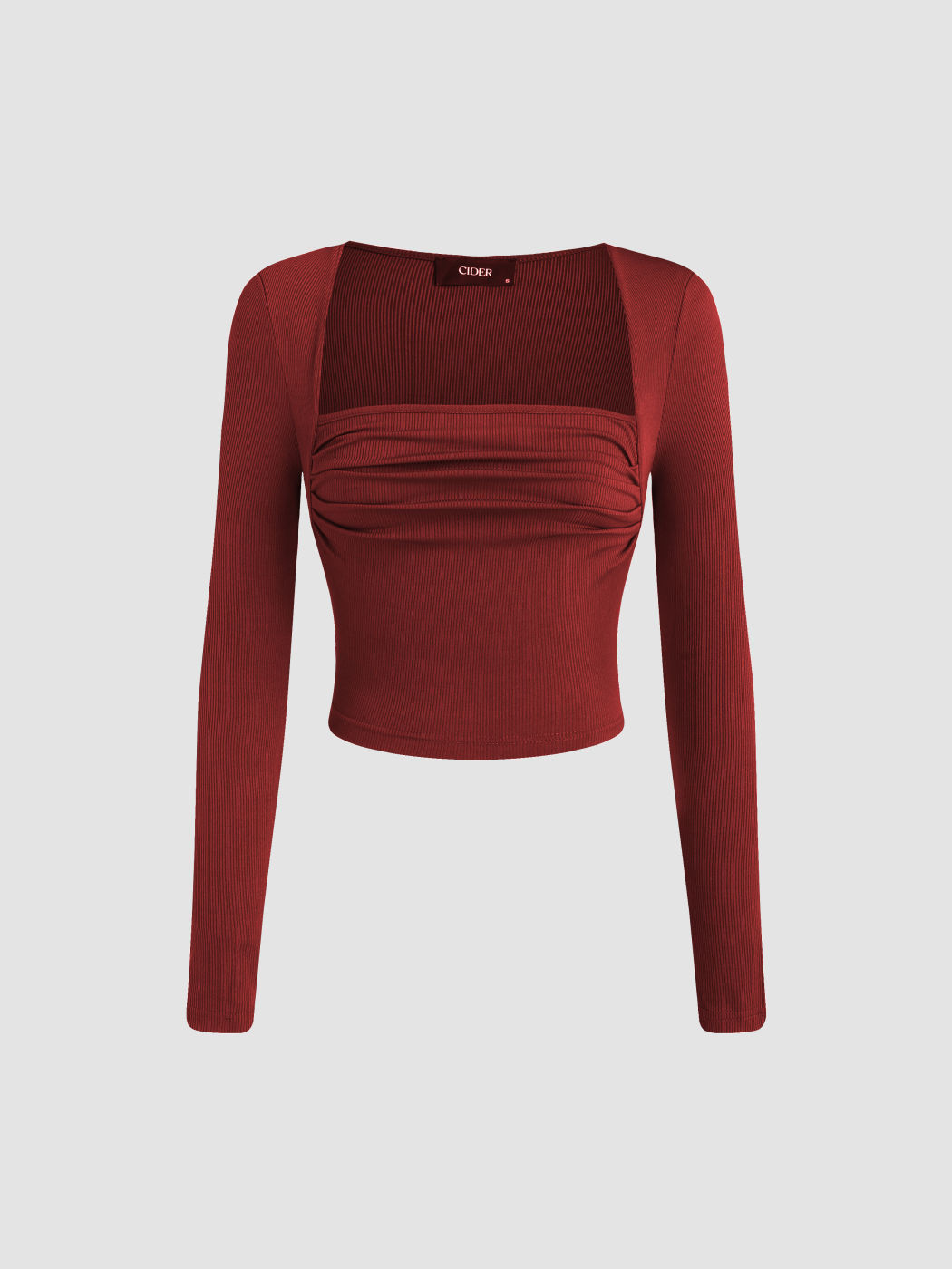 Square Neck Ruched Long Sleeve Top