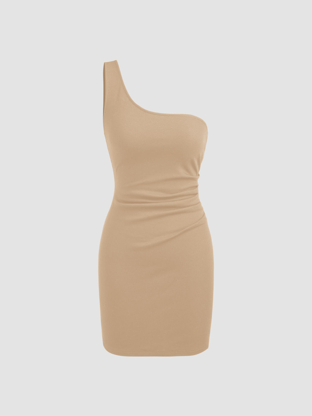Gerafftes Minikleid mit asymmetrischem Ausschnitt