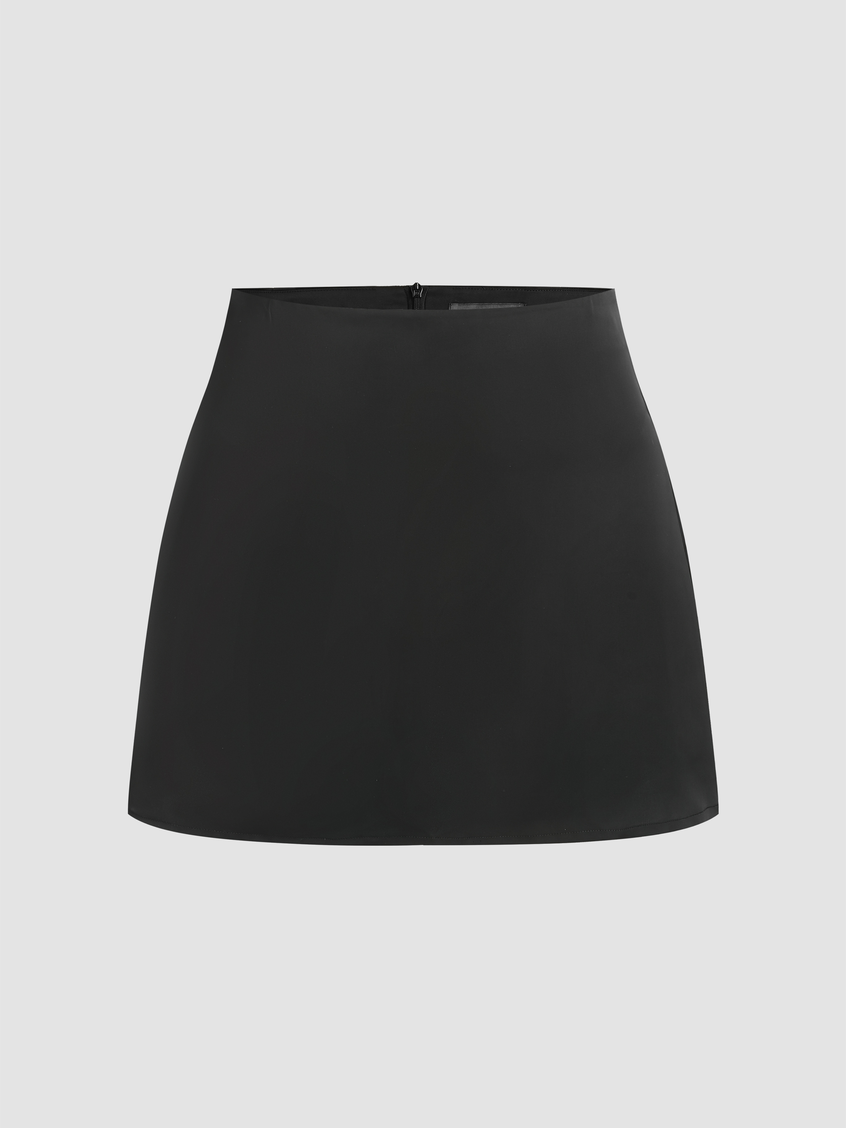 Solid Satin High Waist Short Skirt Curve & Plus - Cider