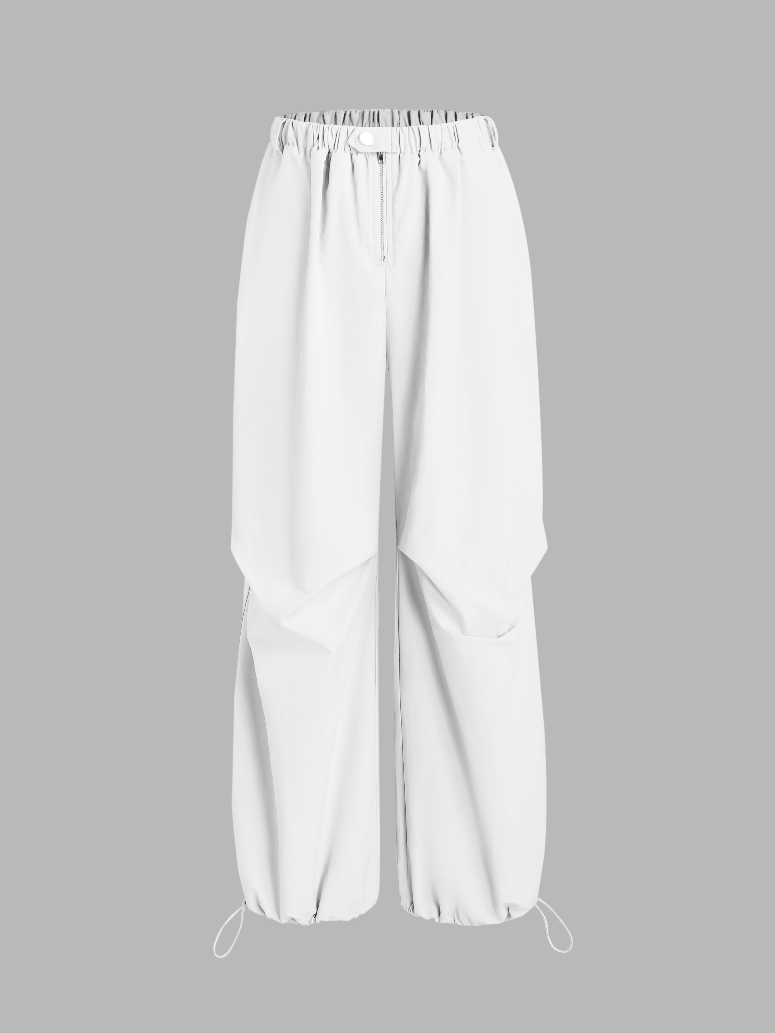 Woven Solid Elastic Drawstring Parachute Pants For School