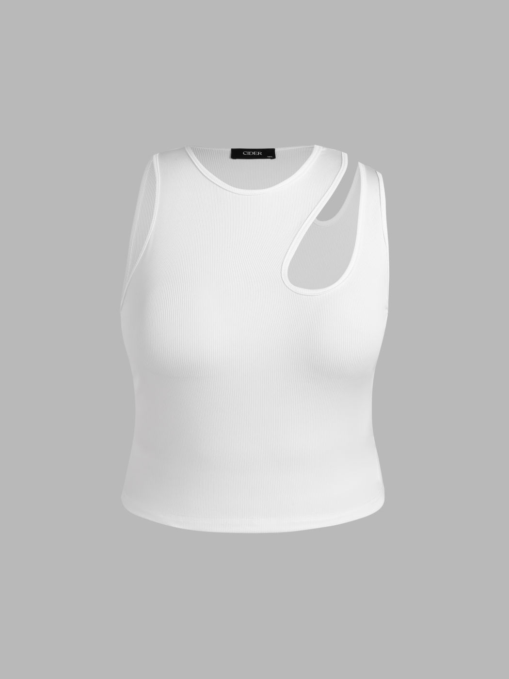 Solid Asymmetrical Sleeveless Crop Top Curve & Plus