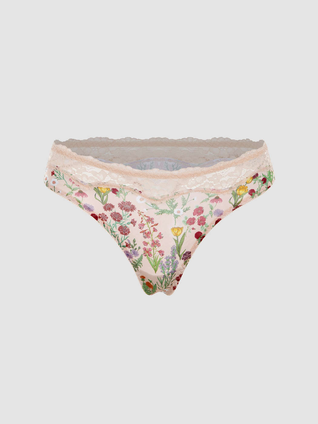 Jersey Floral Lace Patched Panty - Cider