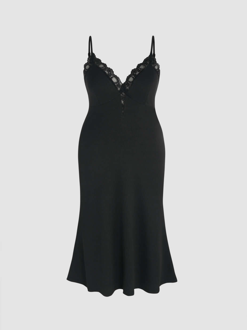 Solid Lace Trim Ruffle Hem Maxi Dress For Daily Casual Date Coffee Shop
