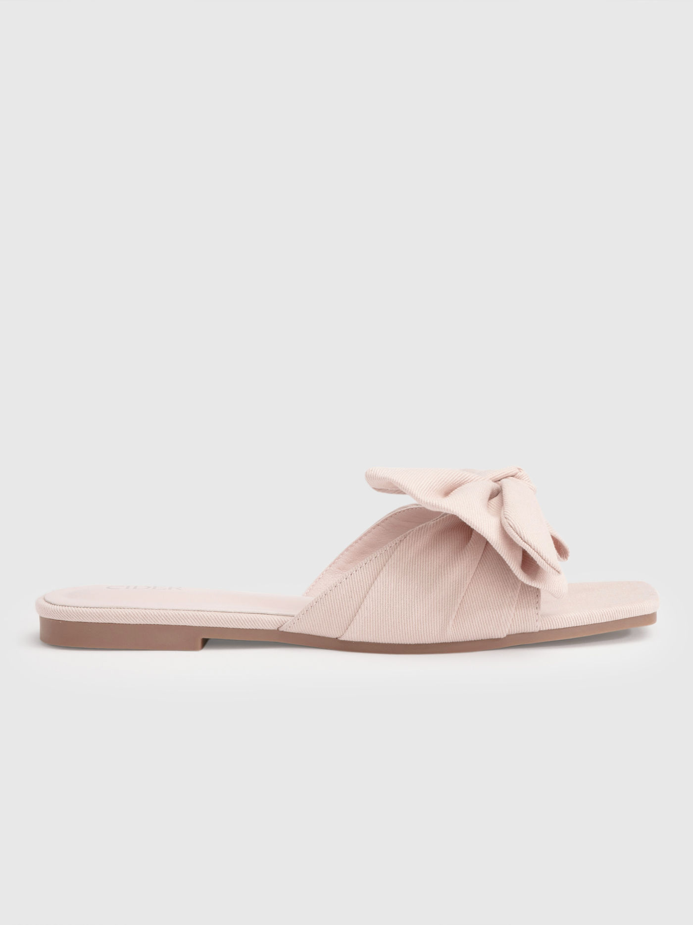 Faux Leather Bowknot Decor Single Band Slippers