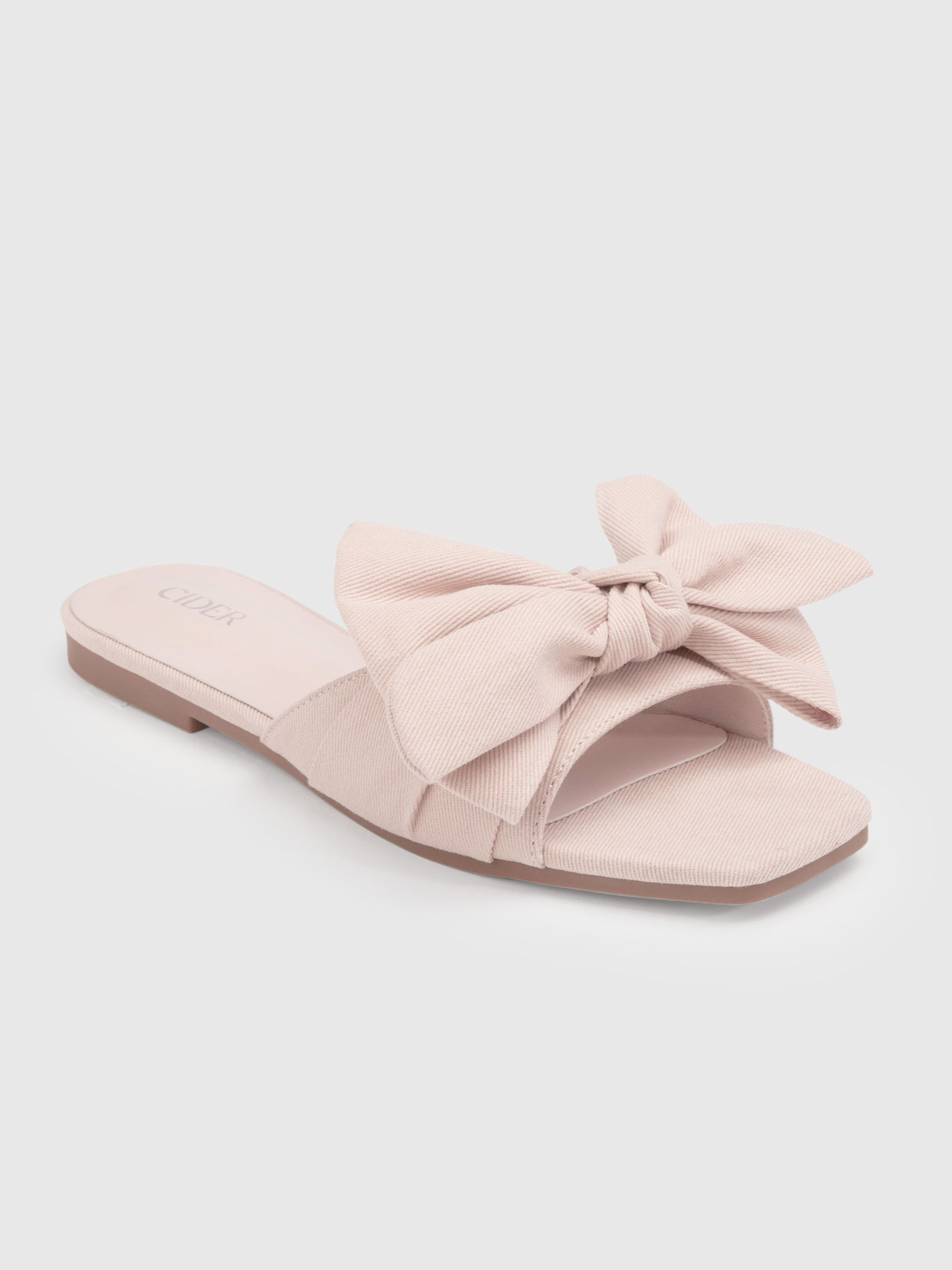 Faux Leather Bowknot Decor Single Band Slippers