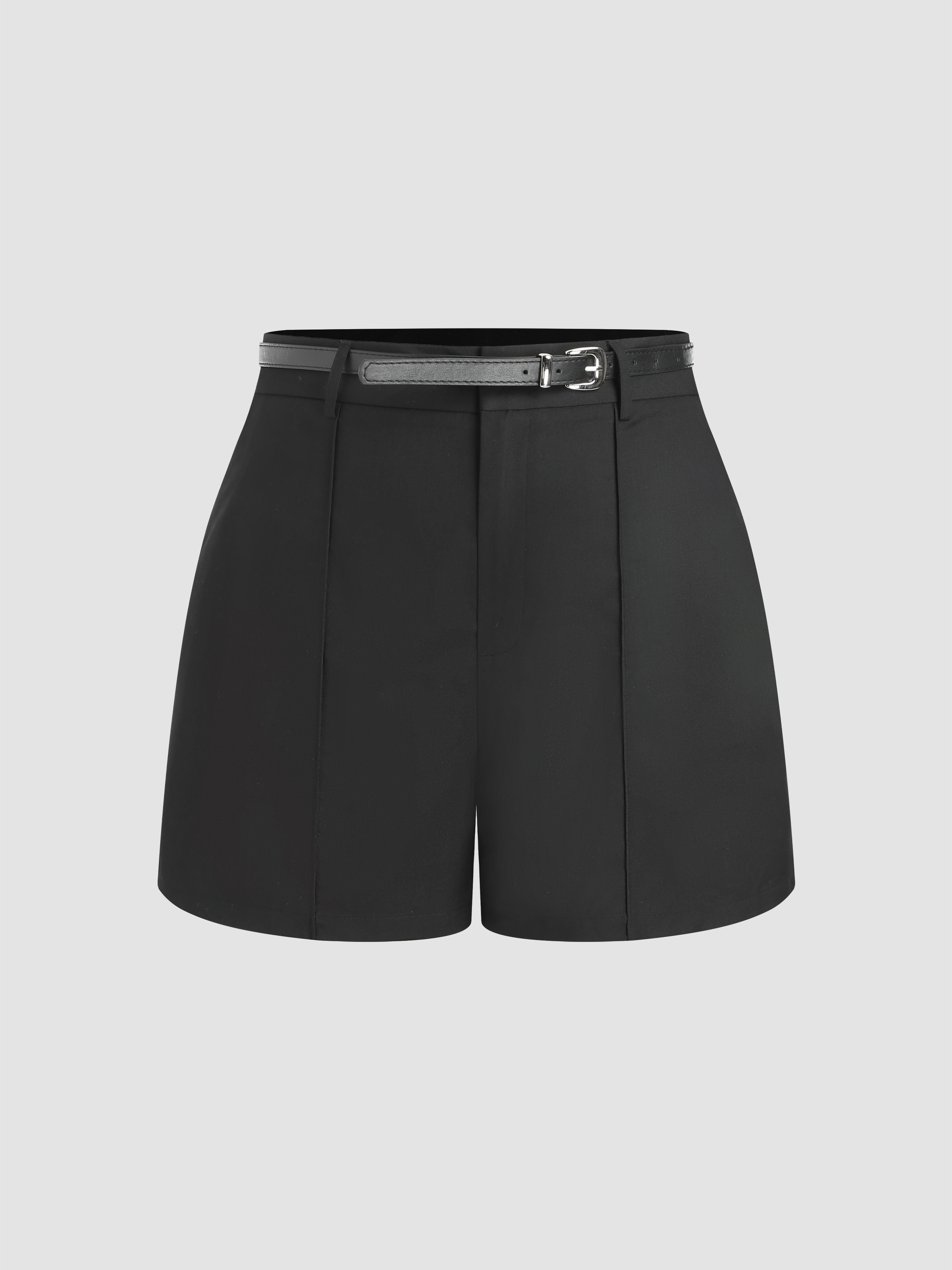 Curve & Plus Solid Belted Wide Leg Mini Shorts - Cider