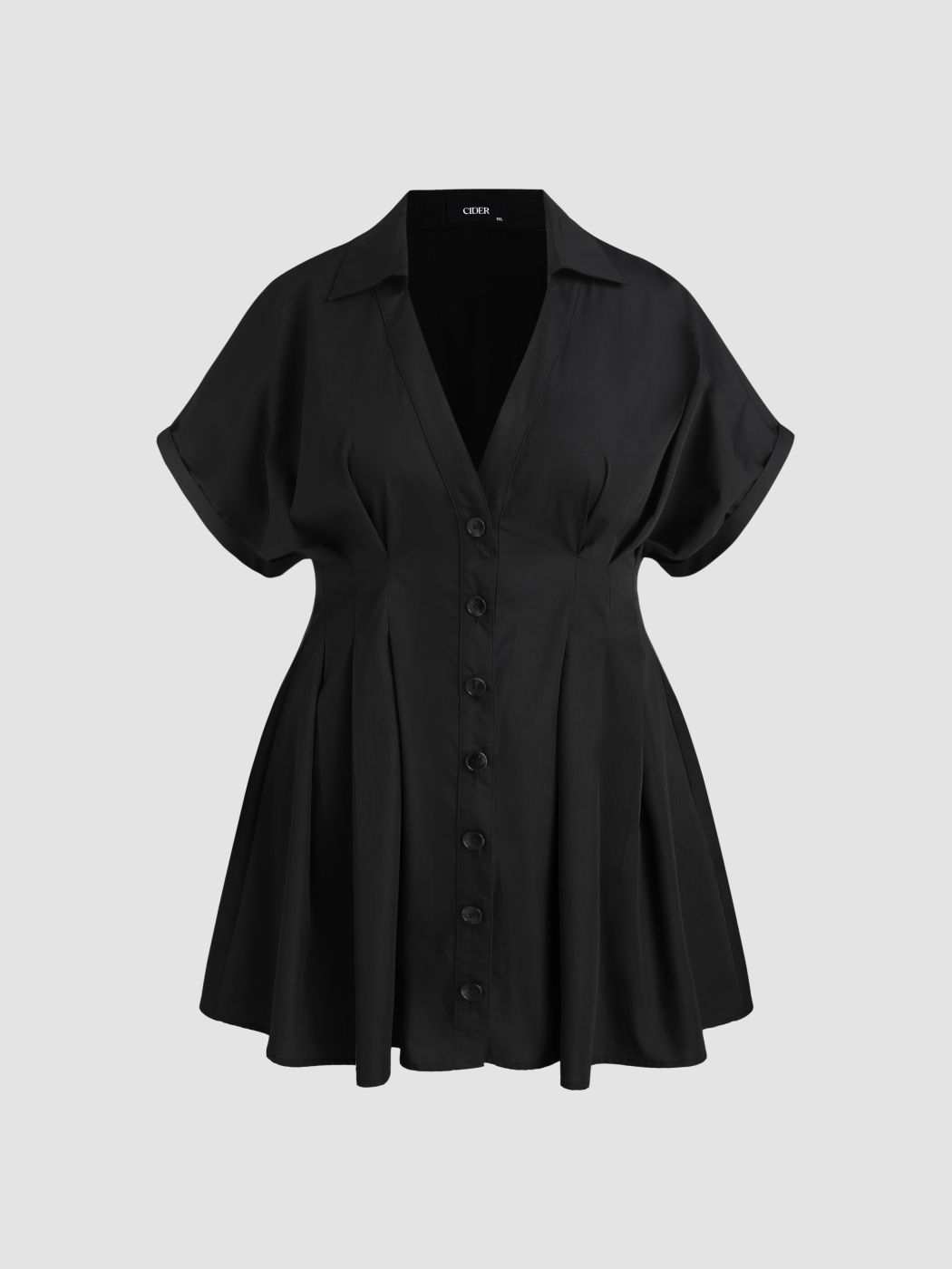 Collar Button Ruffle Mini Dress Curve & Plus
