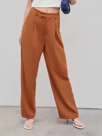 Houndstooth High Waist Belted Wide Leg Trousers