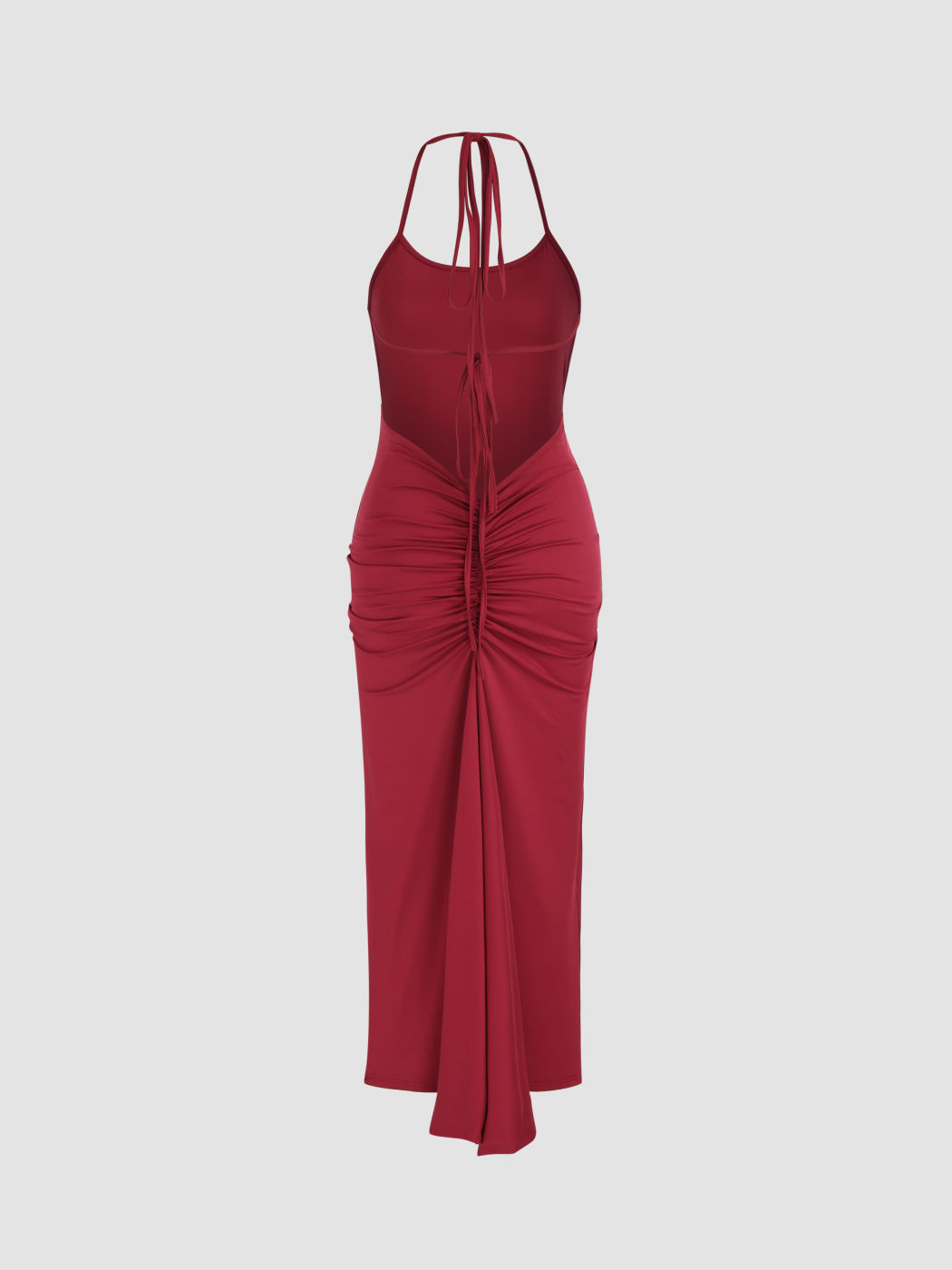 Rückenfreies Halterneck Maxikleid mit Ruchedung