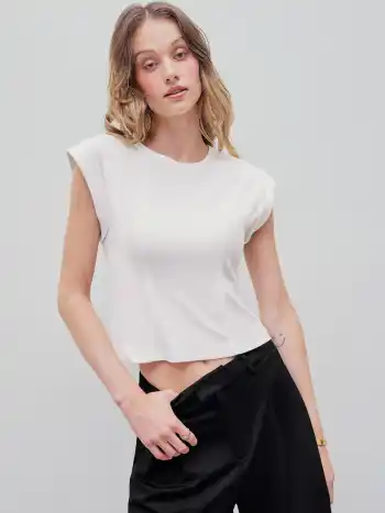 Korsett-Crop-Top mit rundem Ausschnitt