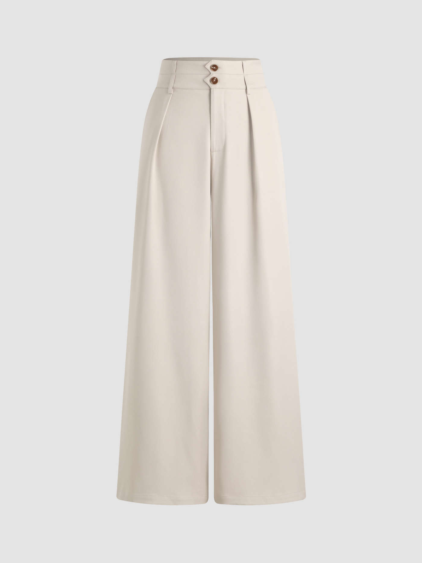 Button Mid Waist Wide Leg Pants