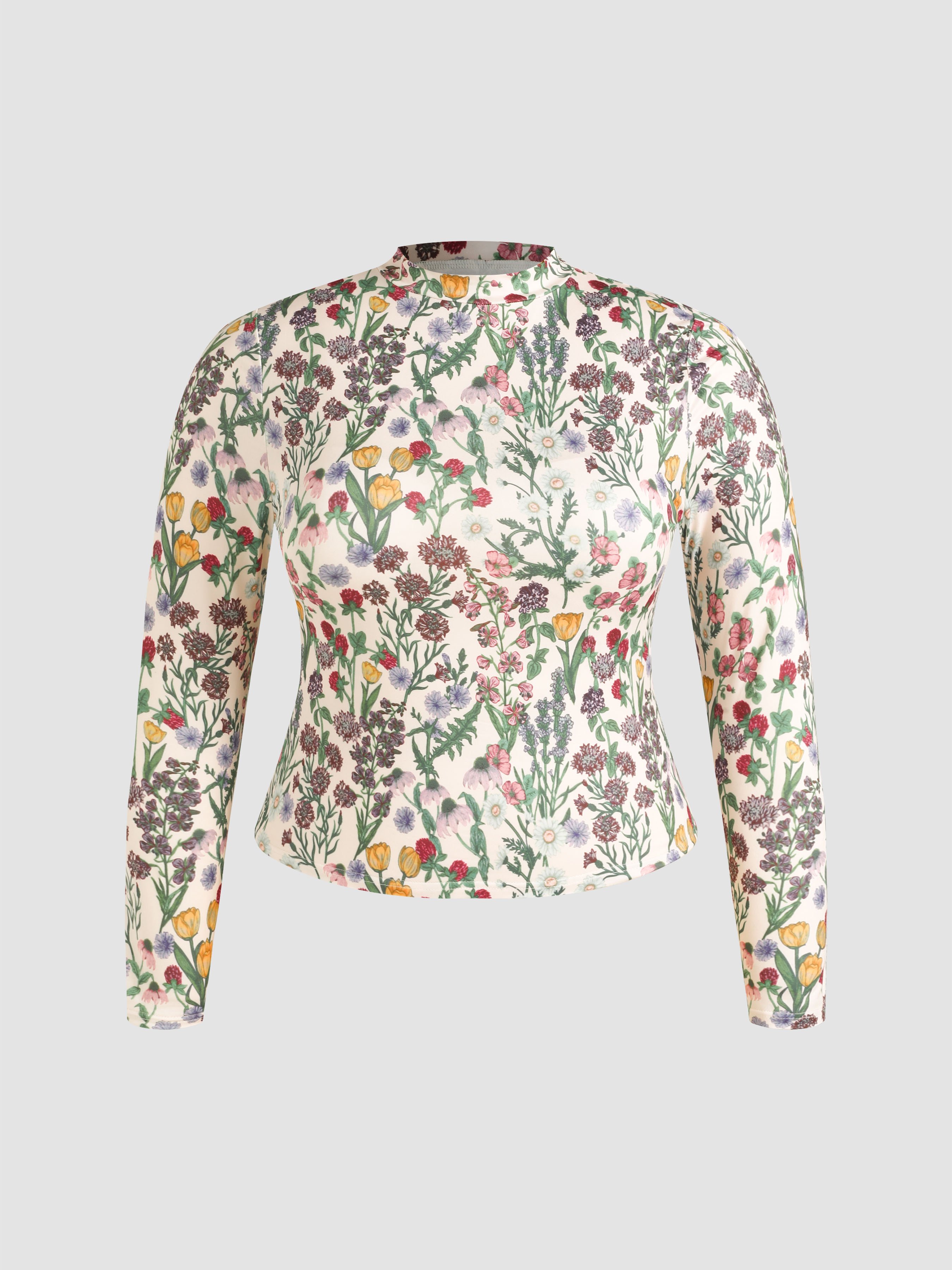 Oversized Floral & Stripe Casual Knit Top main image 0