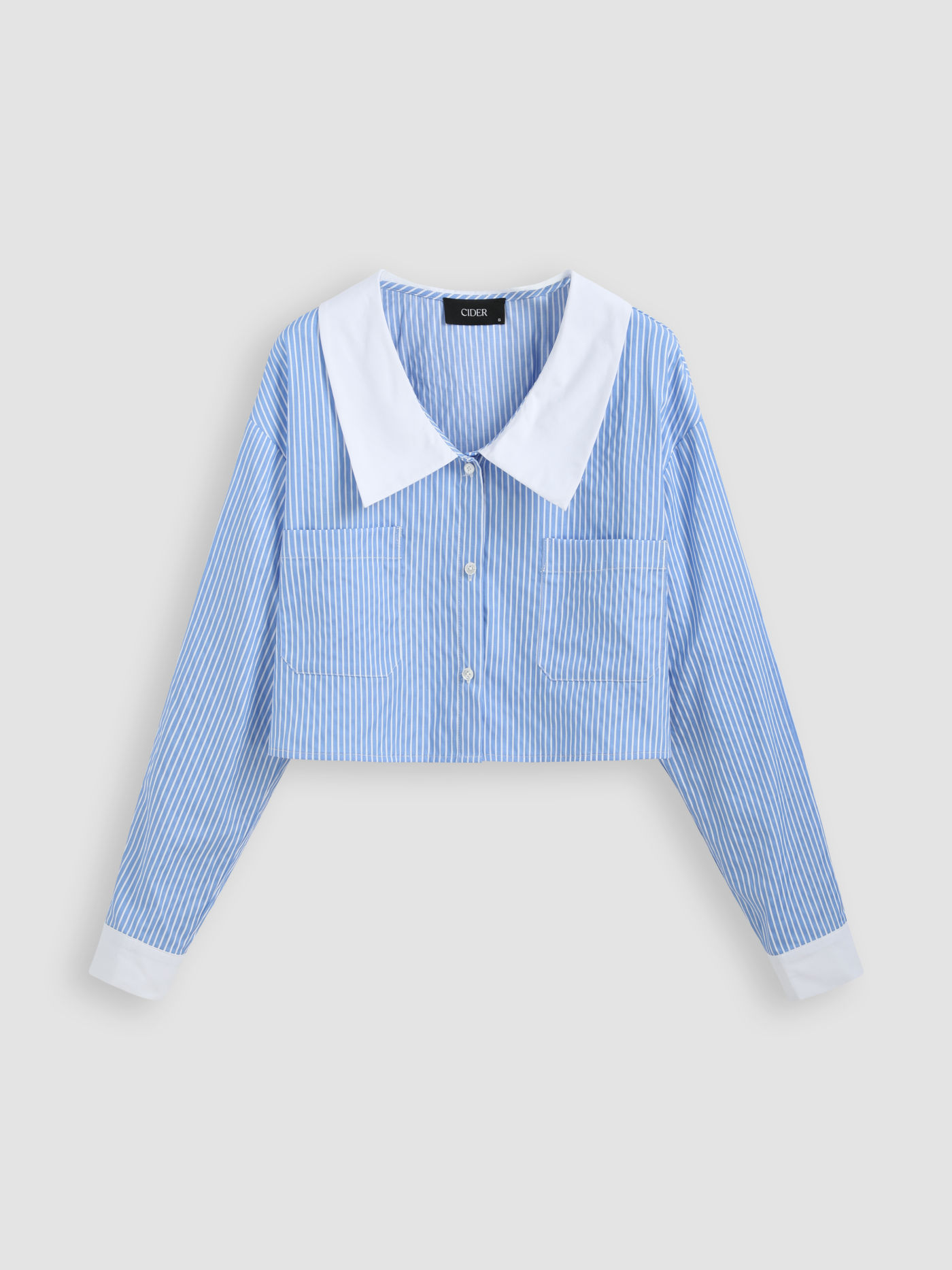 Collar Striped Long Sleeve Blouse