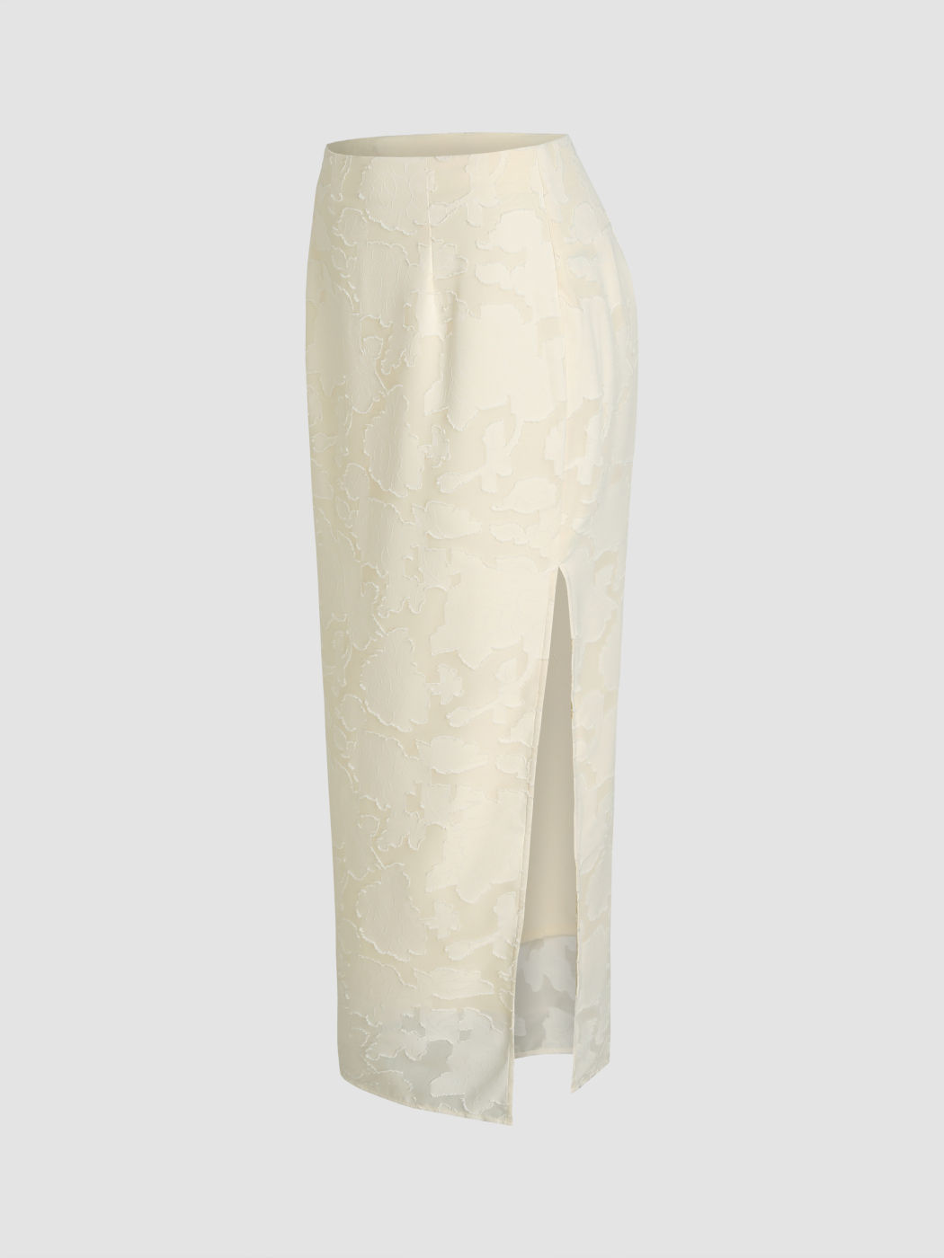 Jacquard Conversational Split Maxi Skirt