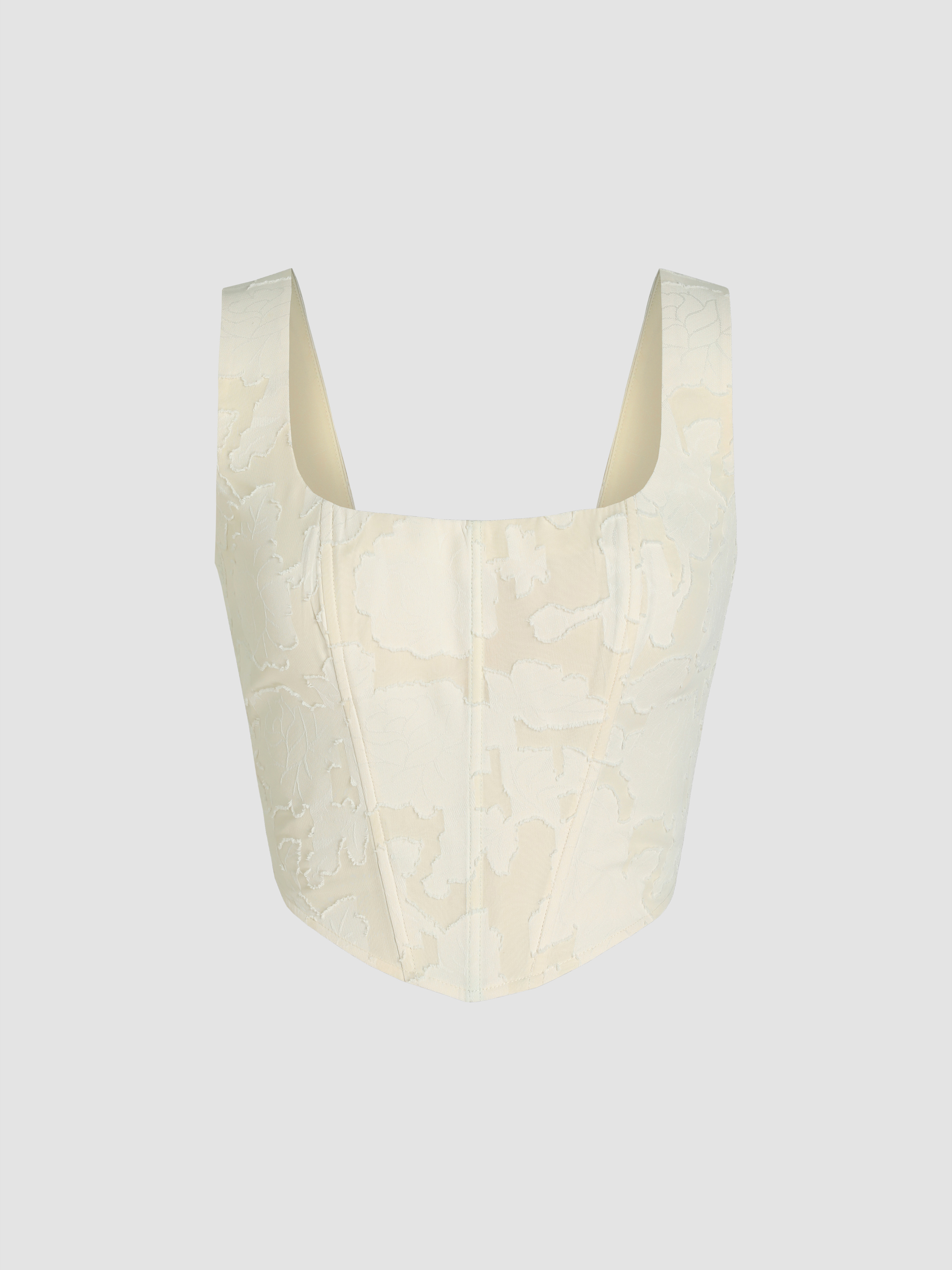 Jacquard Uneckline Floral Corset Cami Top Cider