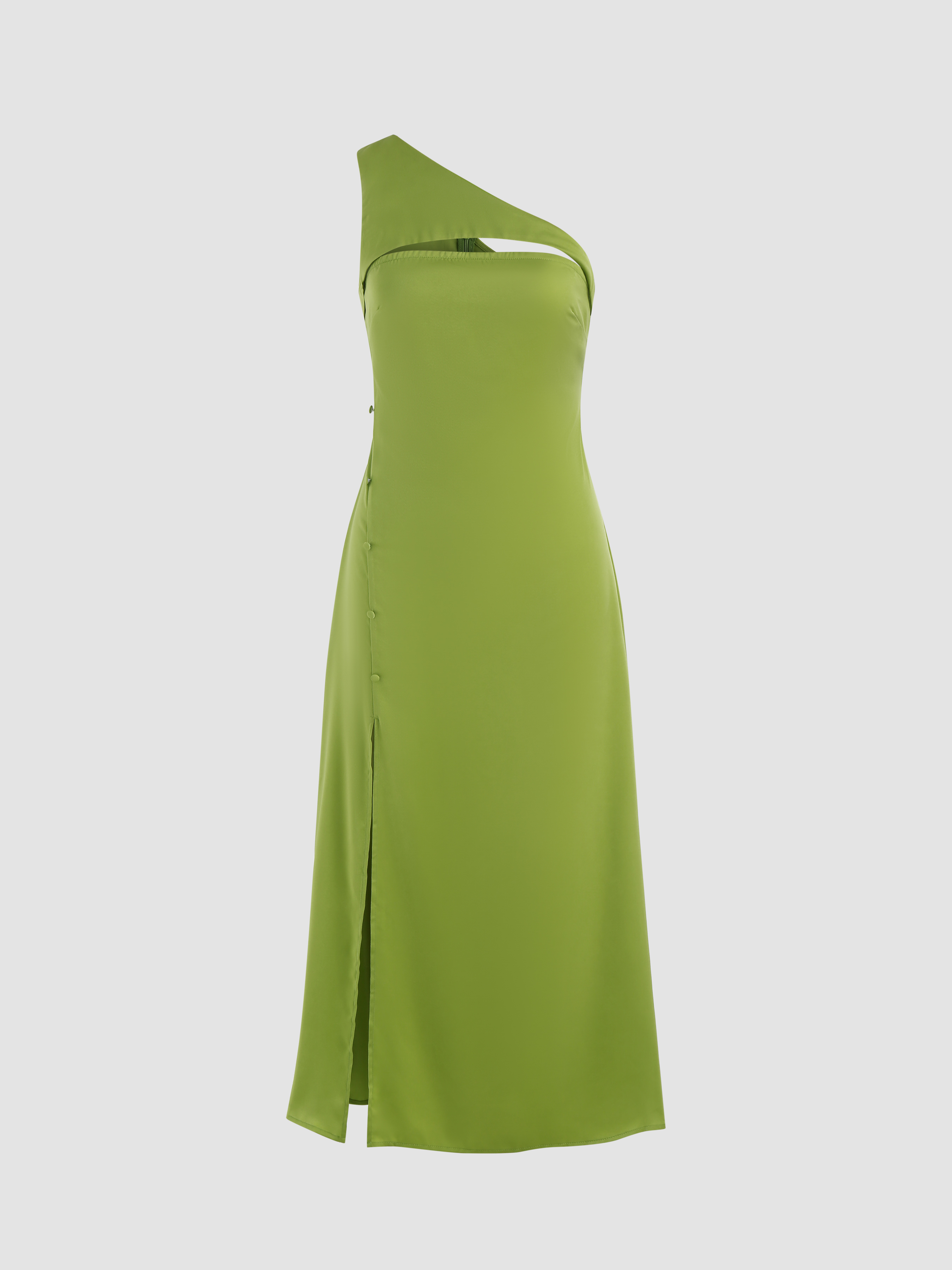Satin Asymmetrical Neck Cut Out Maxi Dress For Date