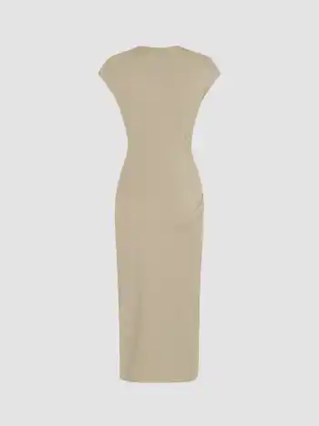 Gerafftes Midikleid mit rundem Ausschnitt