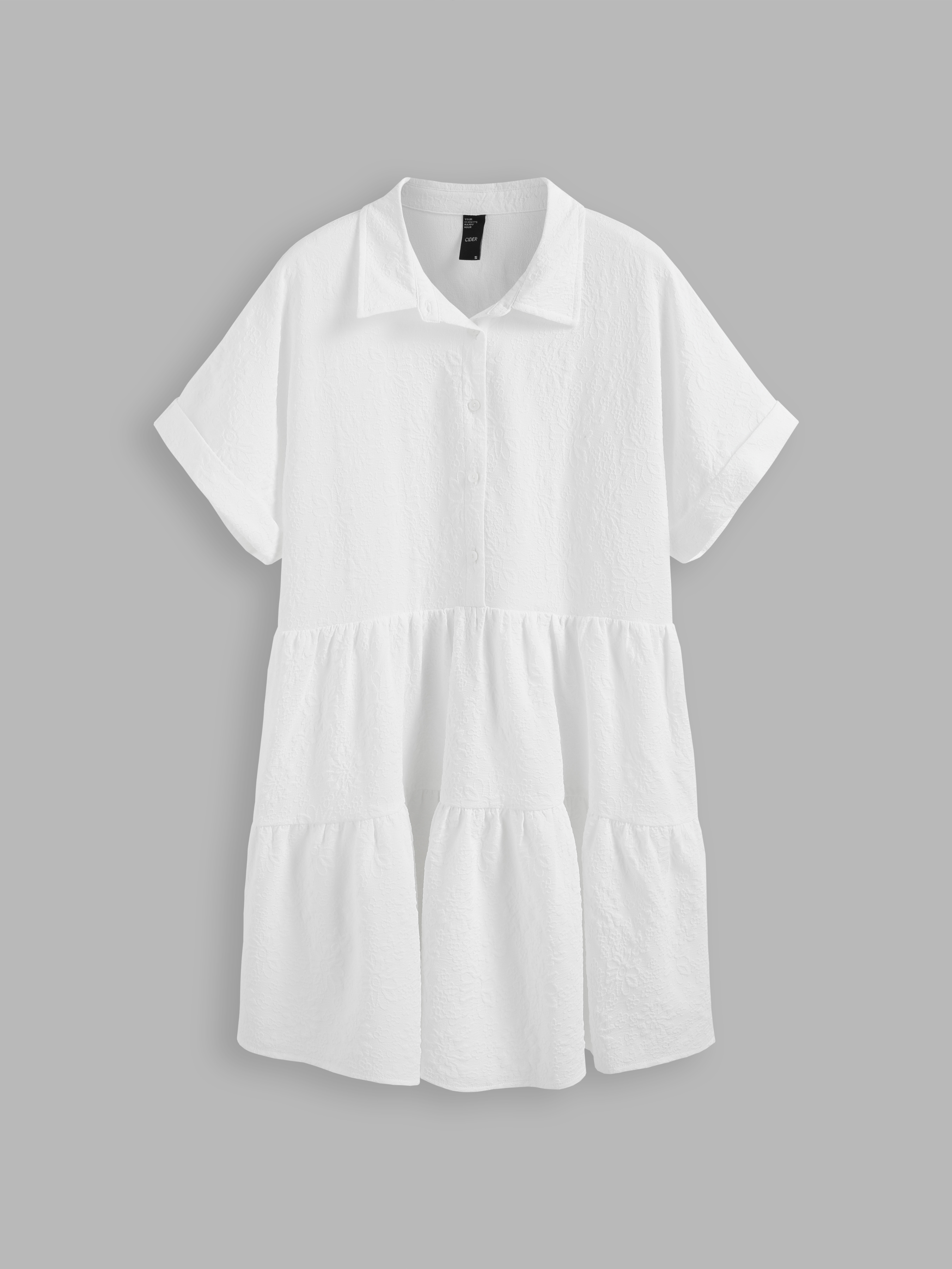 Jacquard Collar Floral Mini Dress For School Daily Casual