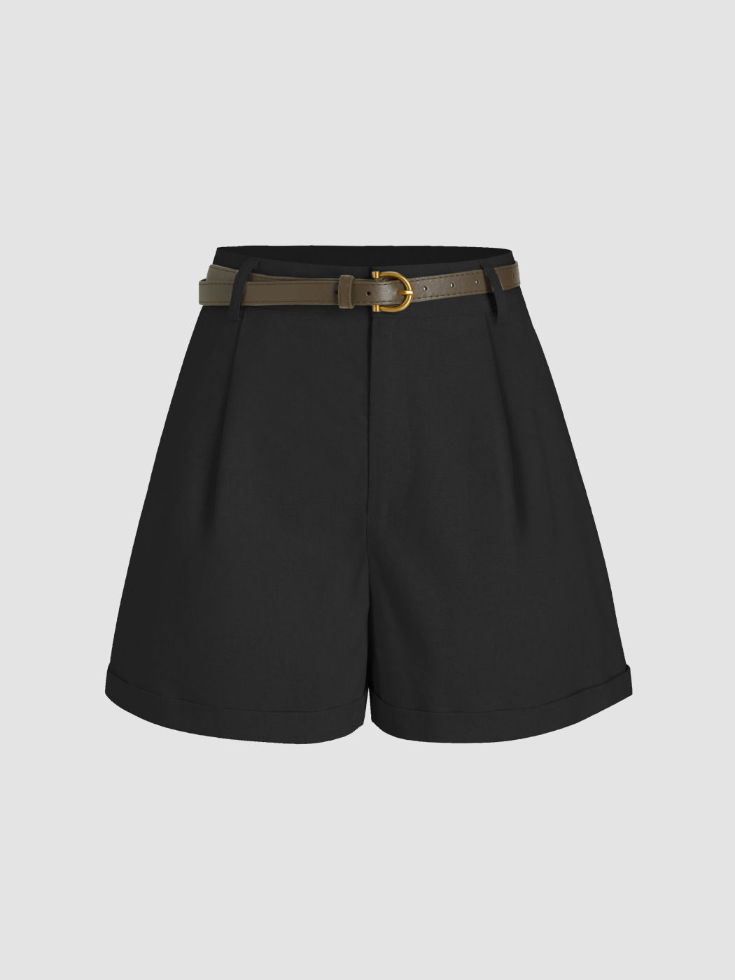 Leinenmischung Hochbund Gurtbundige Breitbein Shorts