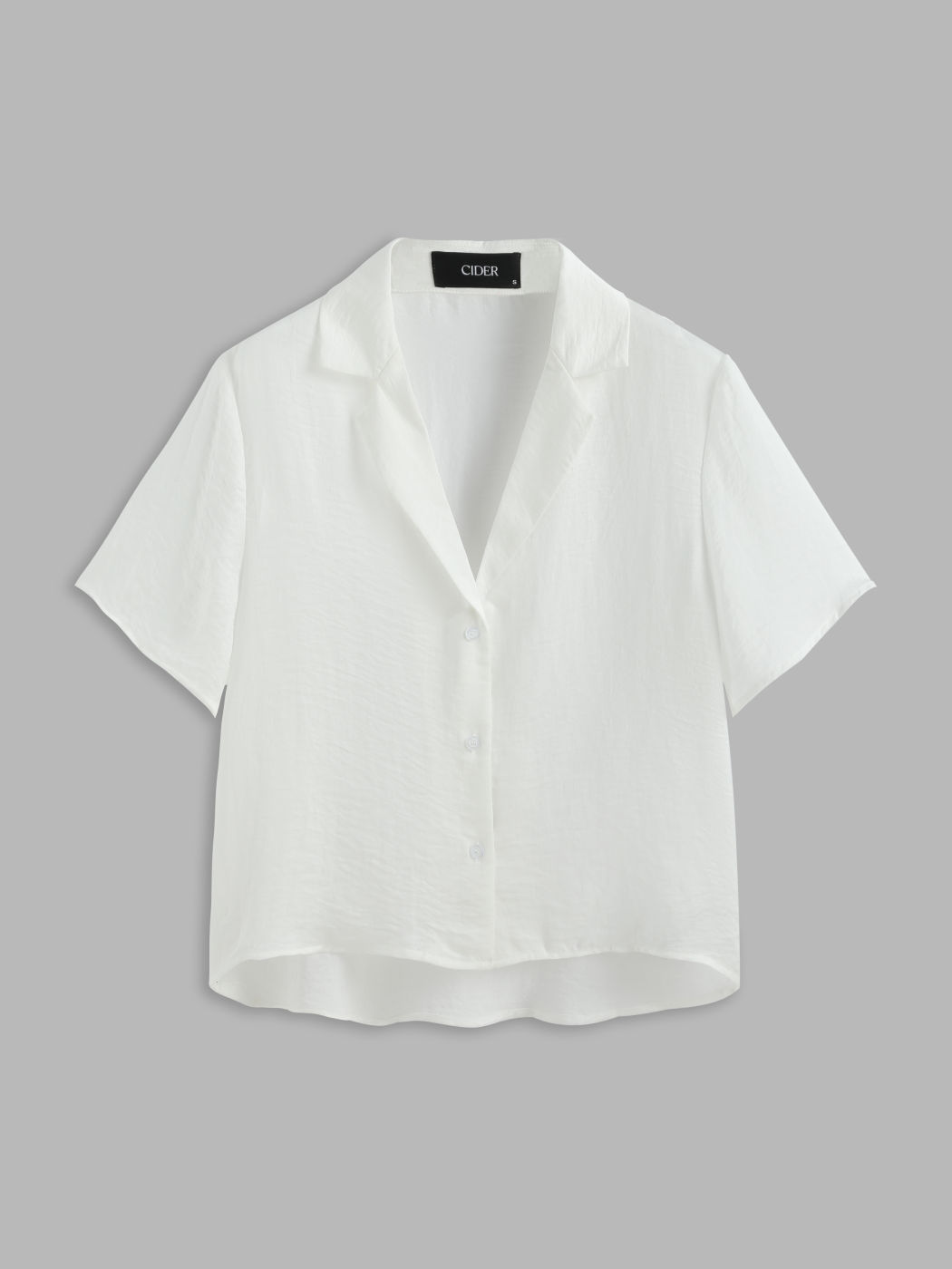 Satin Collar Button Short Sleeve Shirt