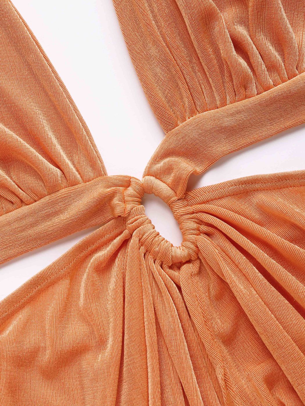 V-neck Halter O-ring Split Cut Out Maxi Dress
