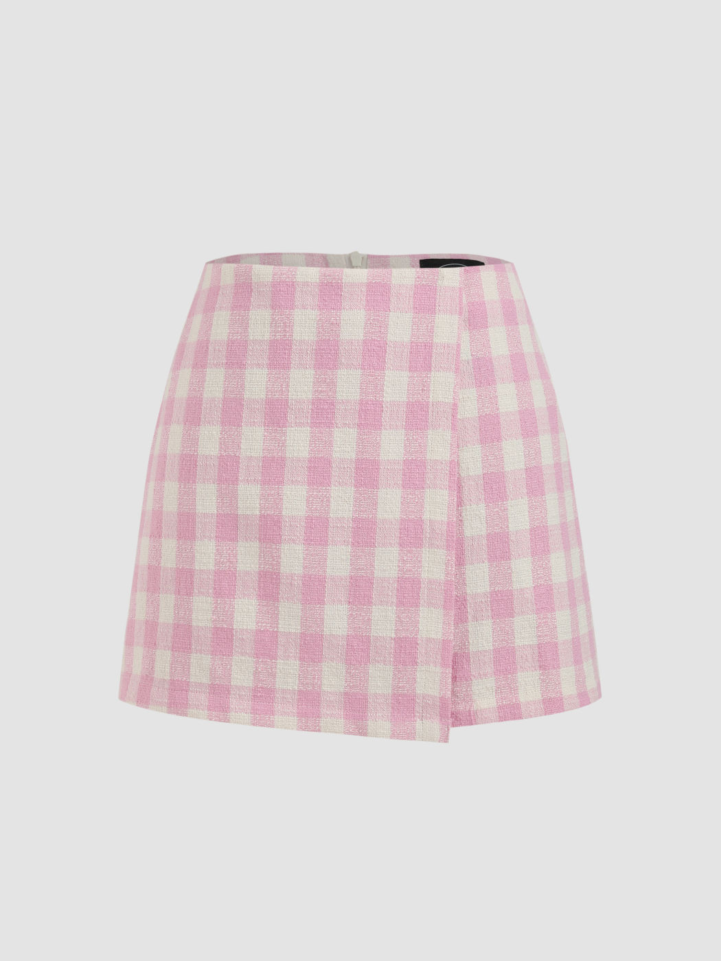Woven Mid Waist Check Asymmetrical Mini Skirt For Date Picnic Outdoor