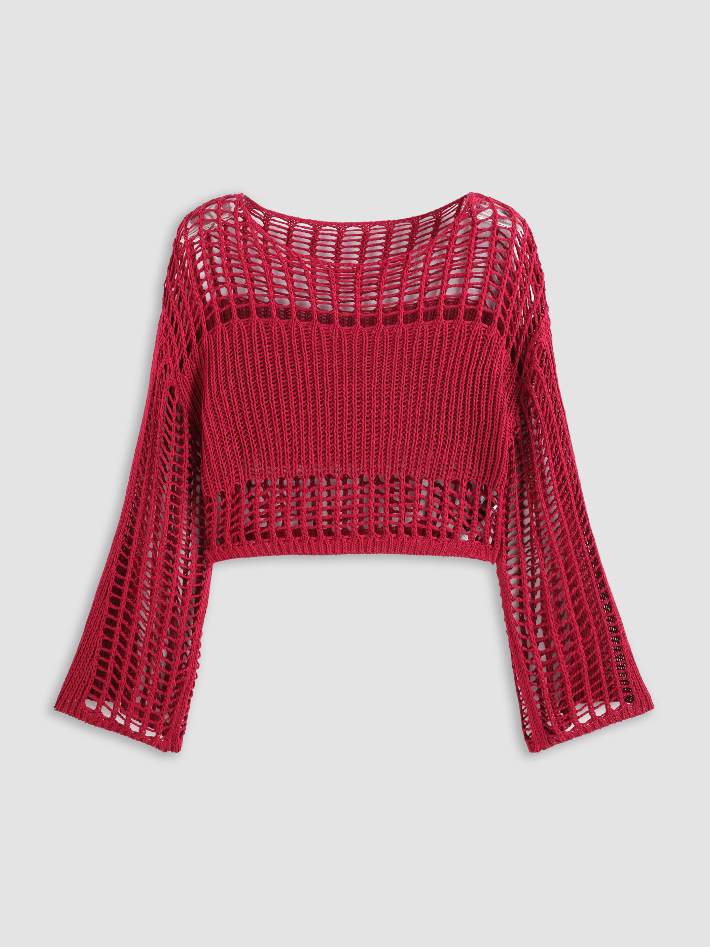 Hollow Out Knitted Long Sleeve Top Curve & Plus