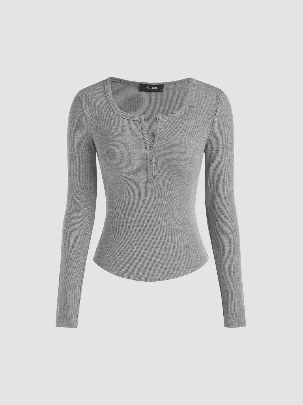 Solid Rib V-neck Long Sleeve Tee&Mid Rise Solid Drawstring Pocket Wide Leg Trousers Set
