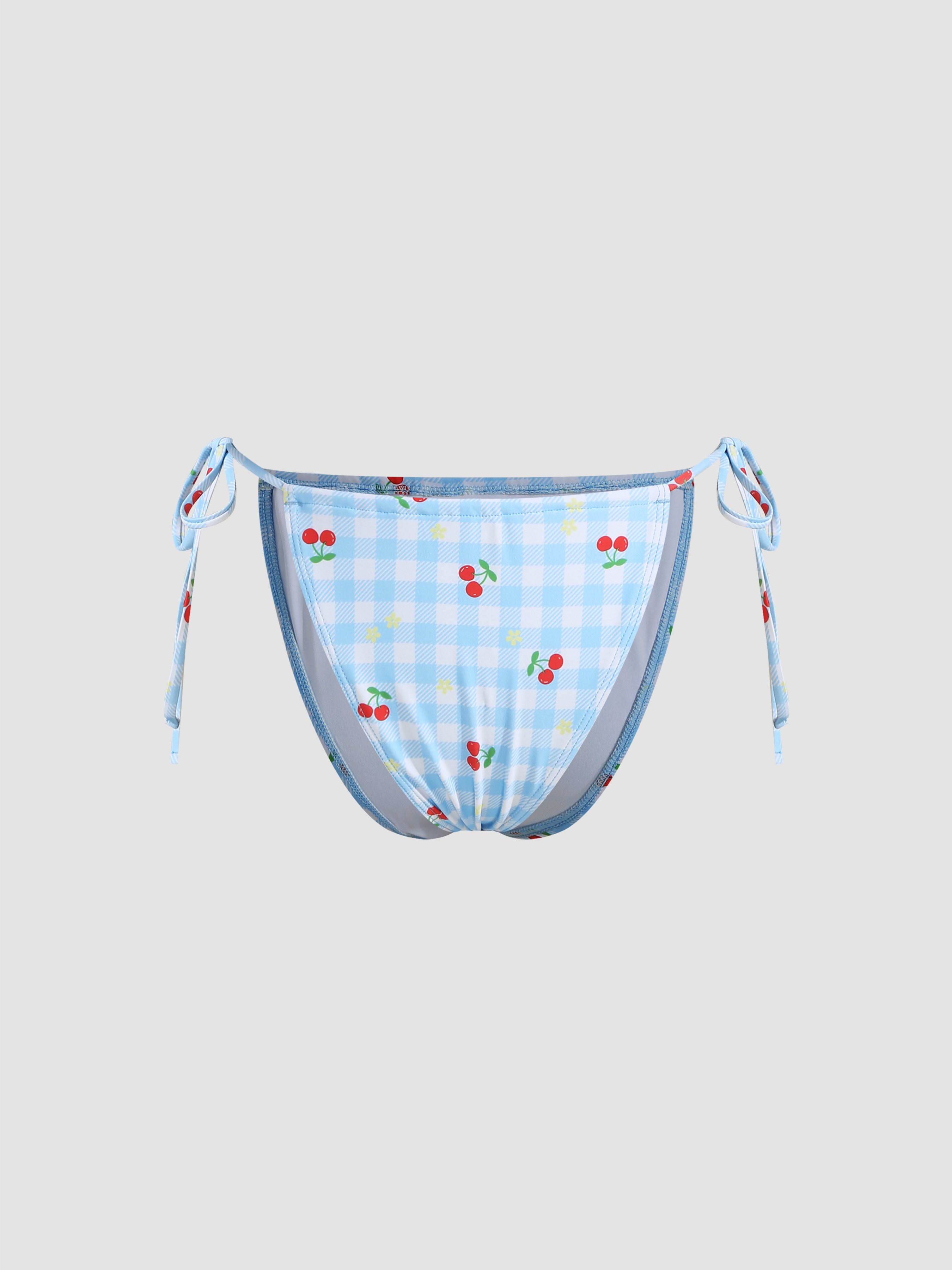 Checks And Cherry Tie Side Bikini Bottom Cider 9943