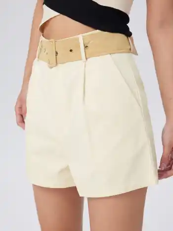 Solid Mini-Shorts mit Gürtel