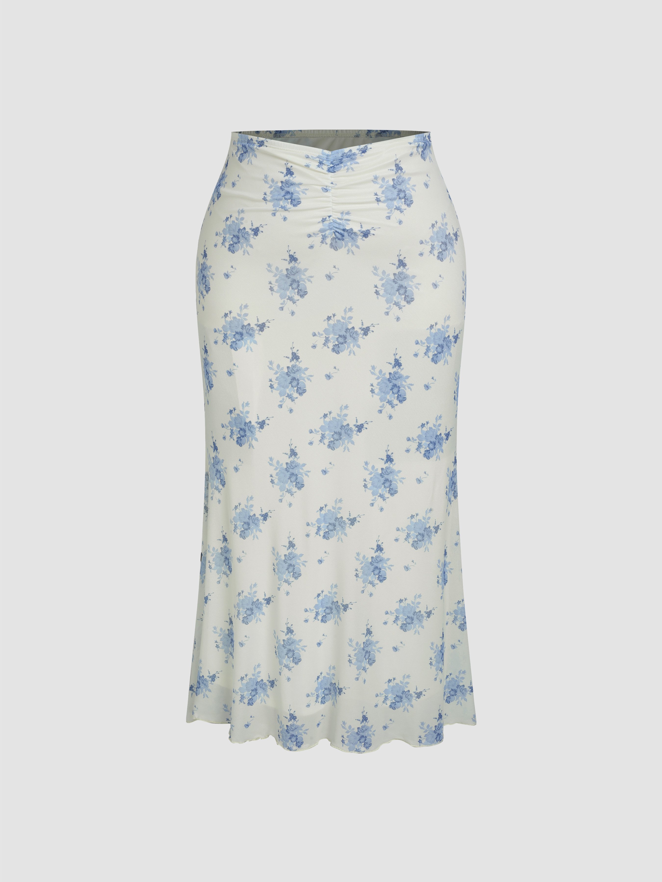 Ruffle Mermaid Cut Midi Skirt