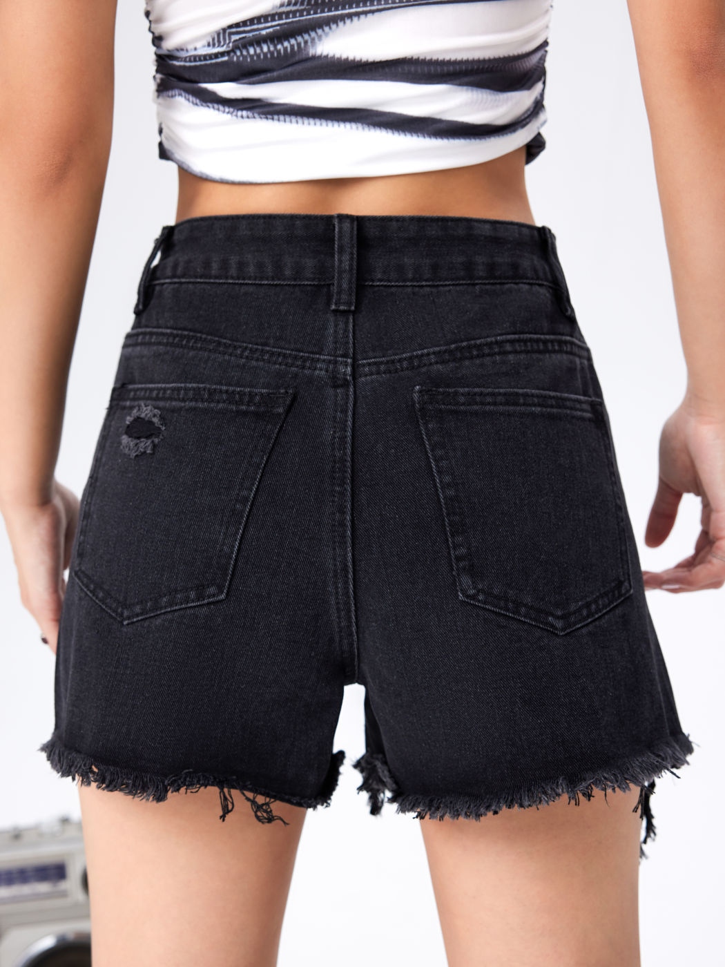 Denim Raw Hem Wide Leg Shorts