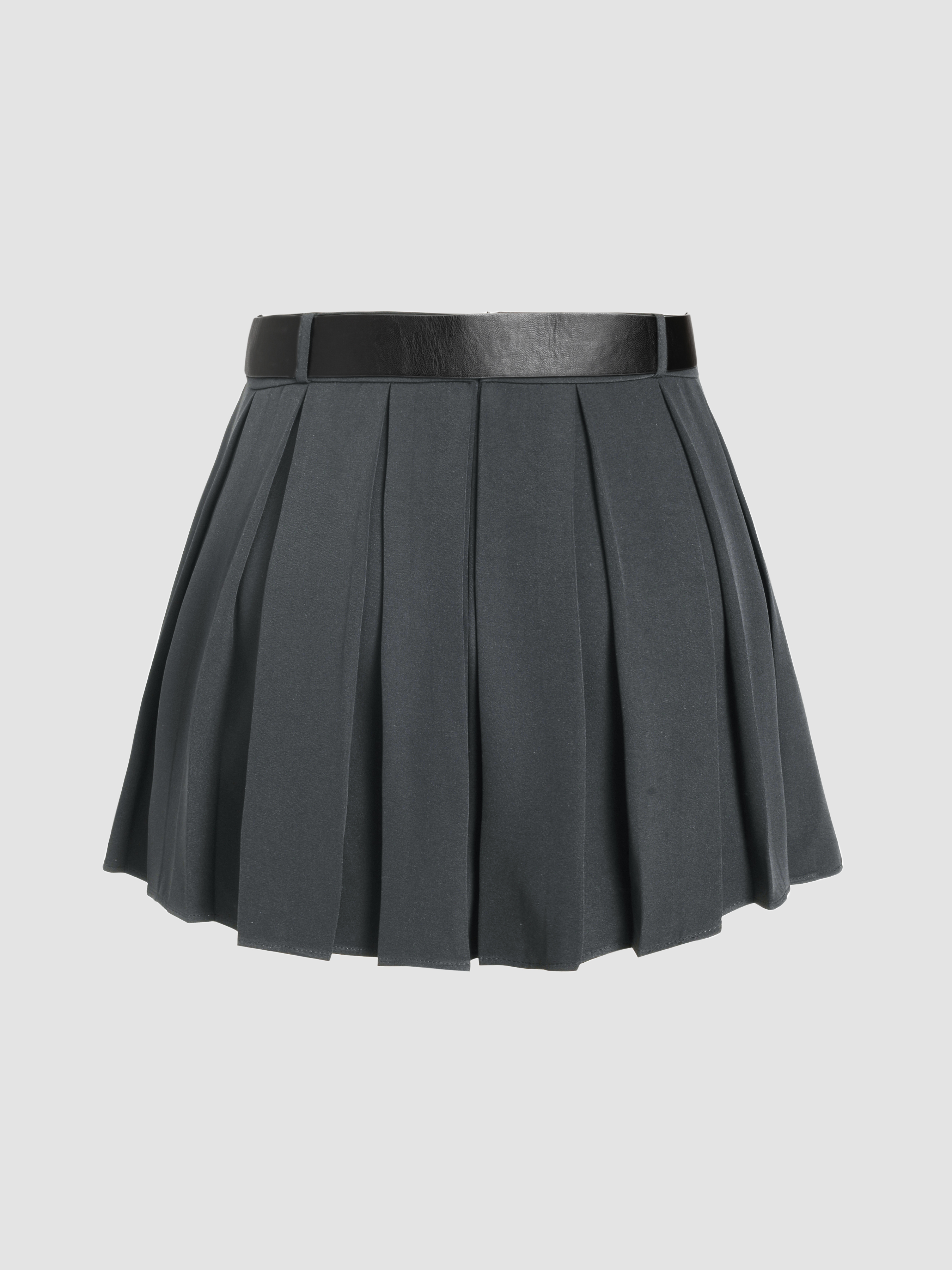 ★RAIVE★ Pleat Belted Mini Skirt VW5MS490_2color Pleat Belted Mini Skirt VW5MS490_2color - 레이브