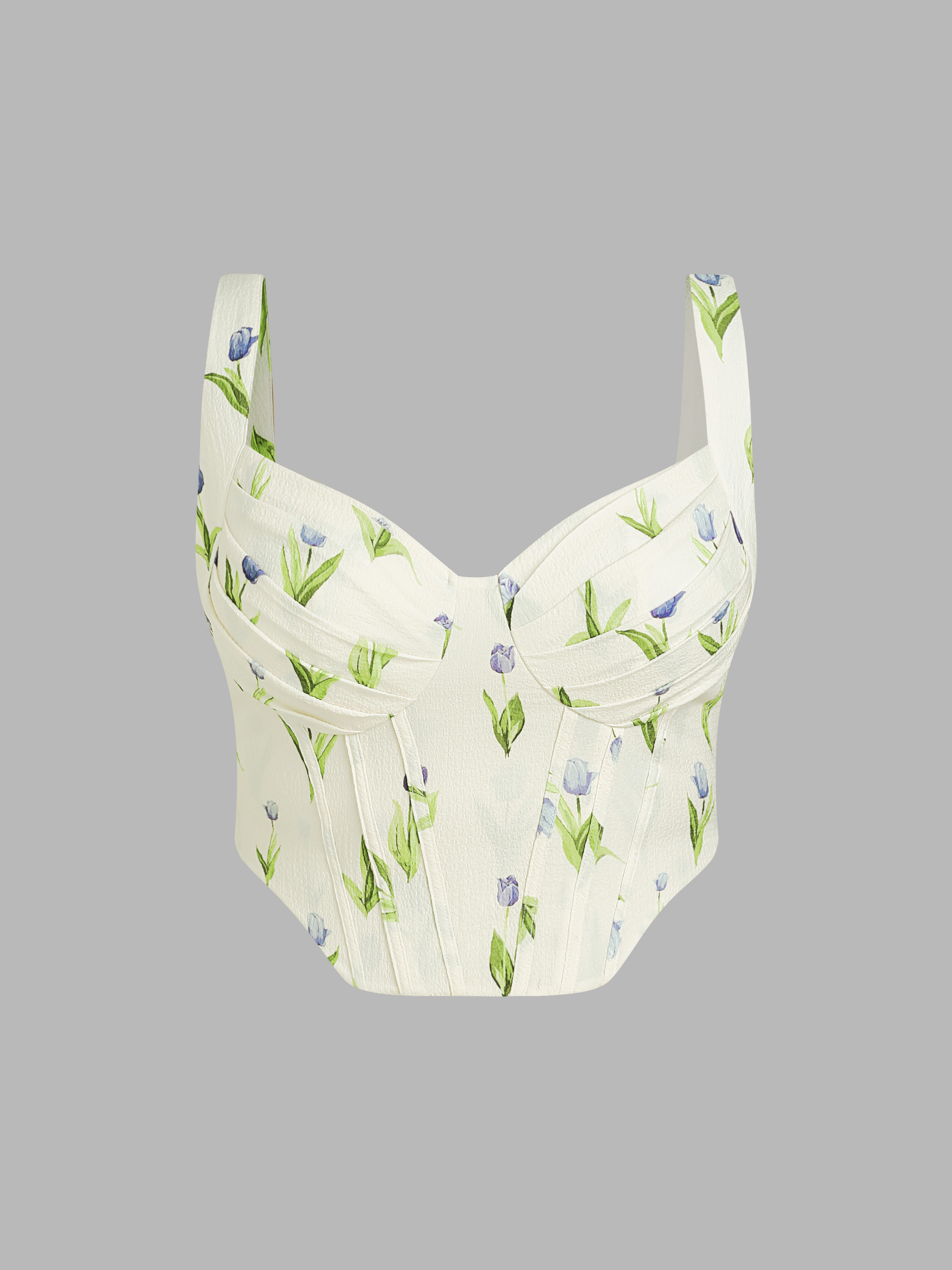 Woven Tulip Corset Crop Tank Top Curve & Plus For Picnic Vacation