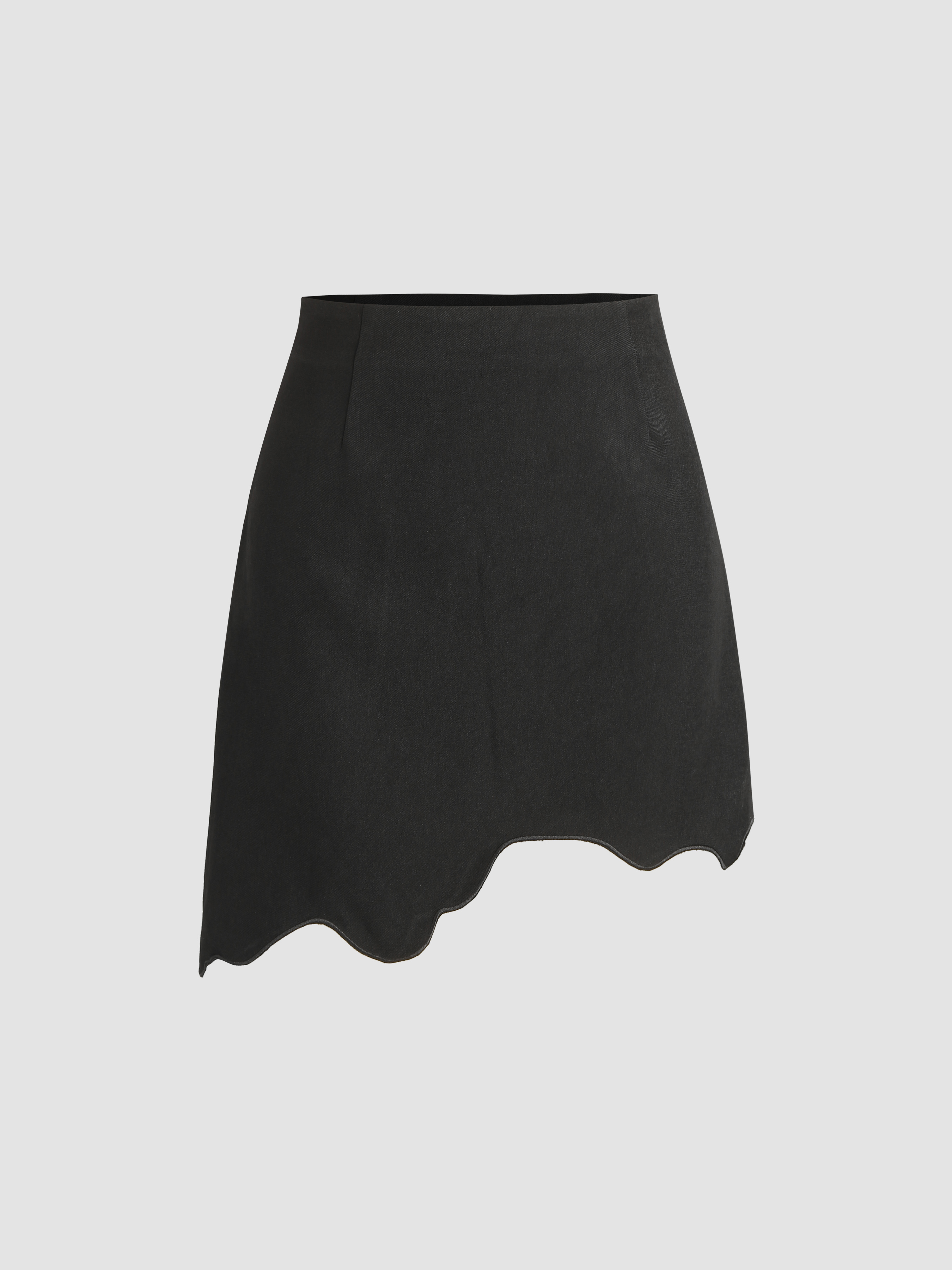Woven Mid Waist Asymmetrical Mini Skirt For Daily Casual School