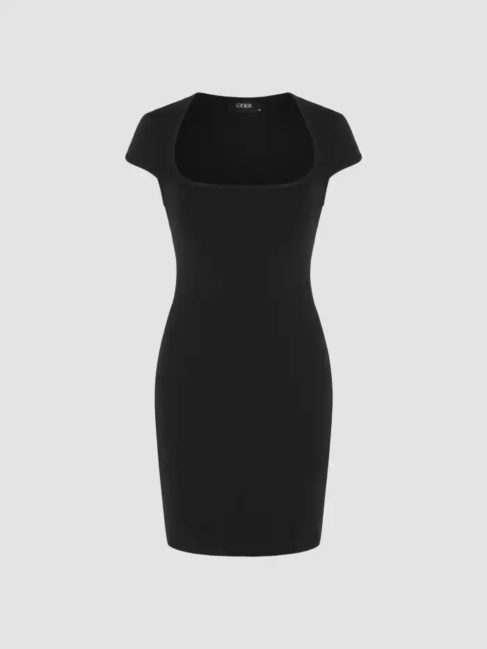 White Dress White Graduation Dresses Sun Dresses Woven Solid Square Neck  Cut Out Mini Dress For Daily Casual Coffee Shop