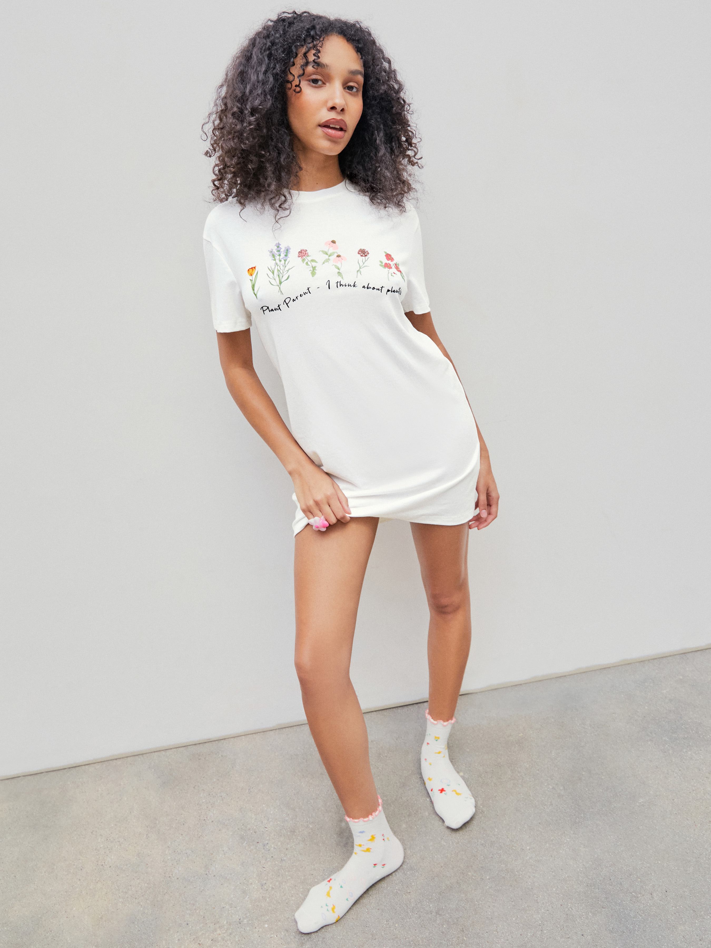 Flower Graphic Short Sleeve Lounge Dress