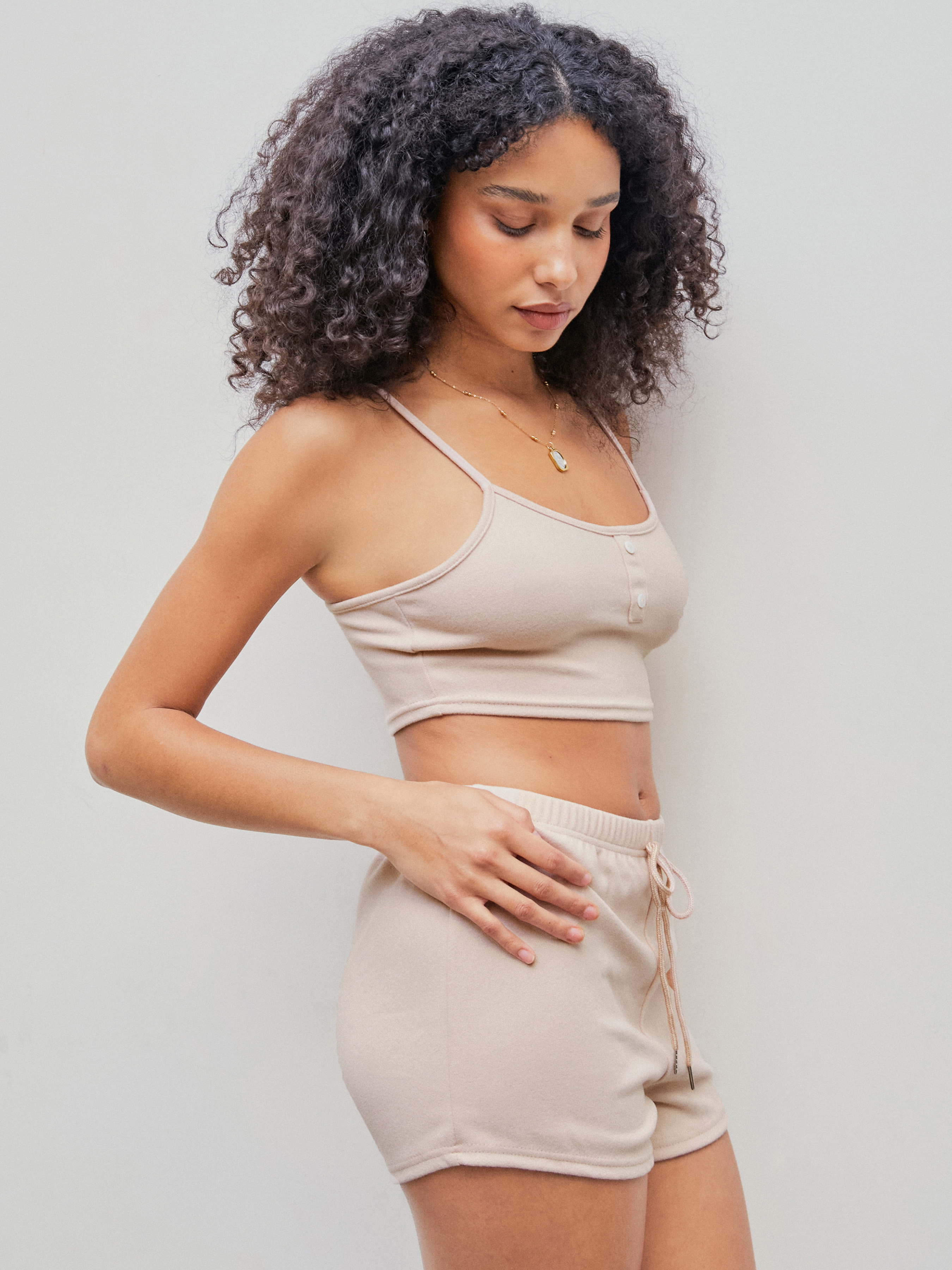 Knotted Cami Top & Shorts Lounge Set - Cider