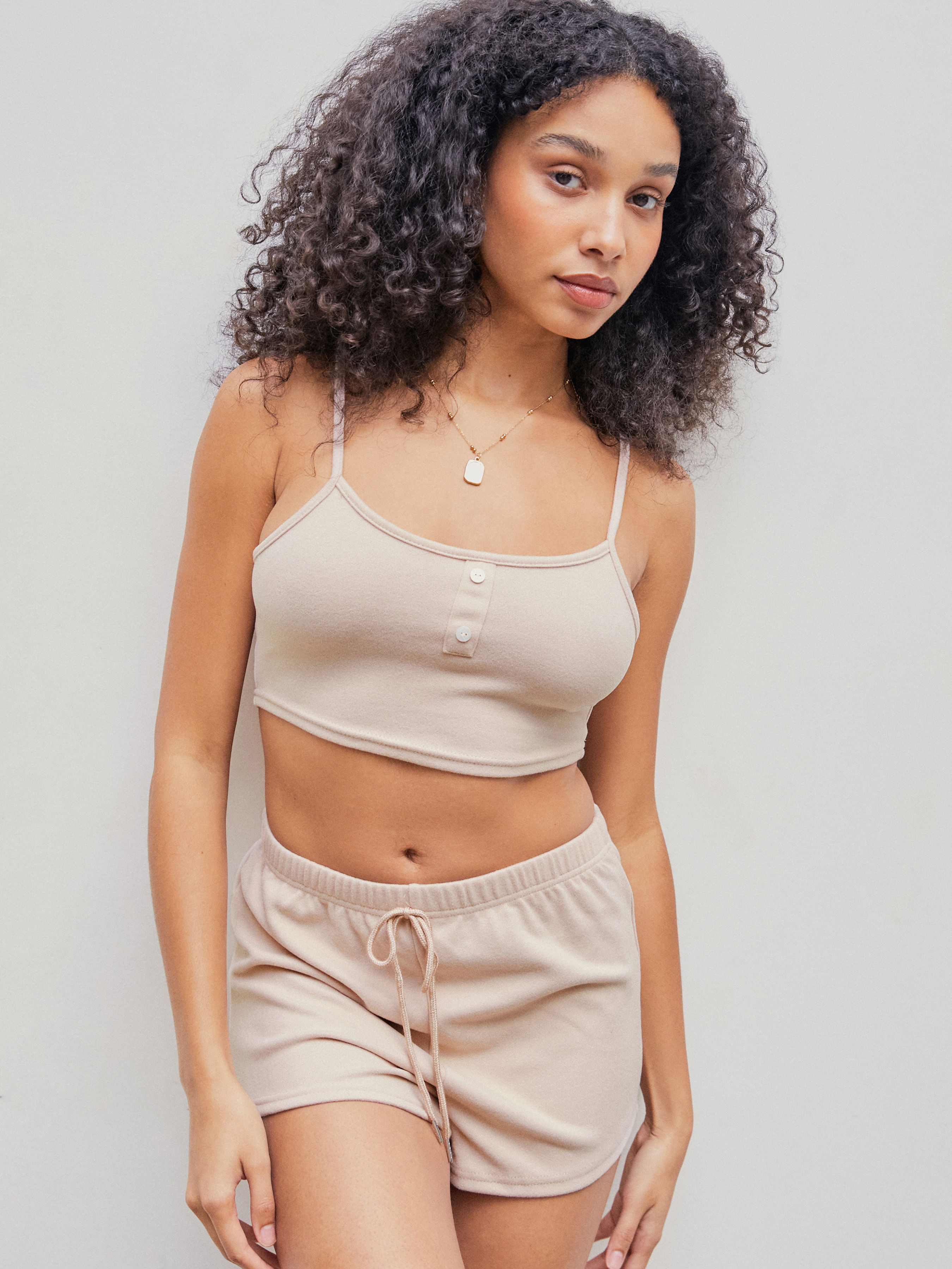 Knotted Cami Top & Shorts Lounge Set - Cider