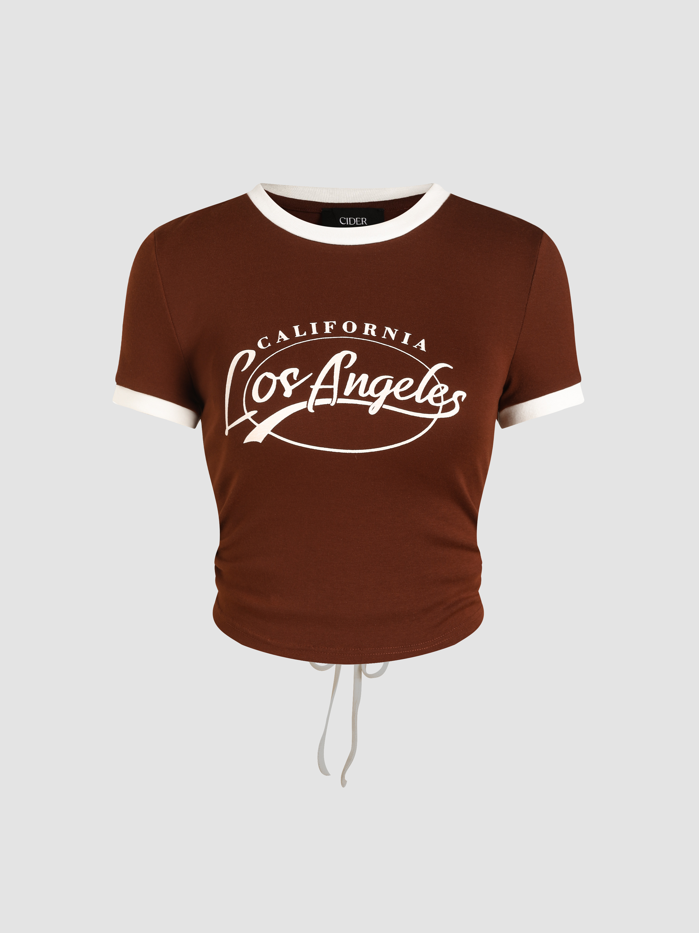 California Los Angeles Letter Knotted Short Sleeve Tee - Cider