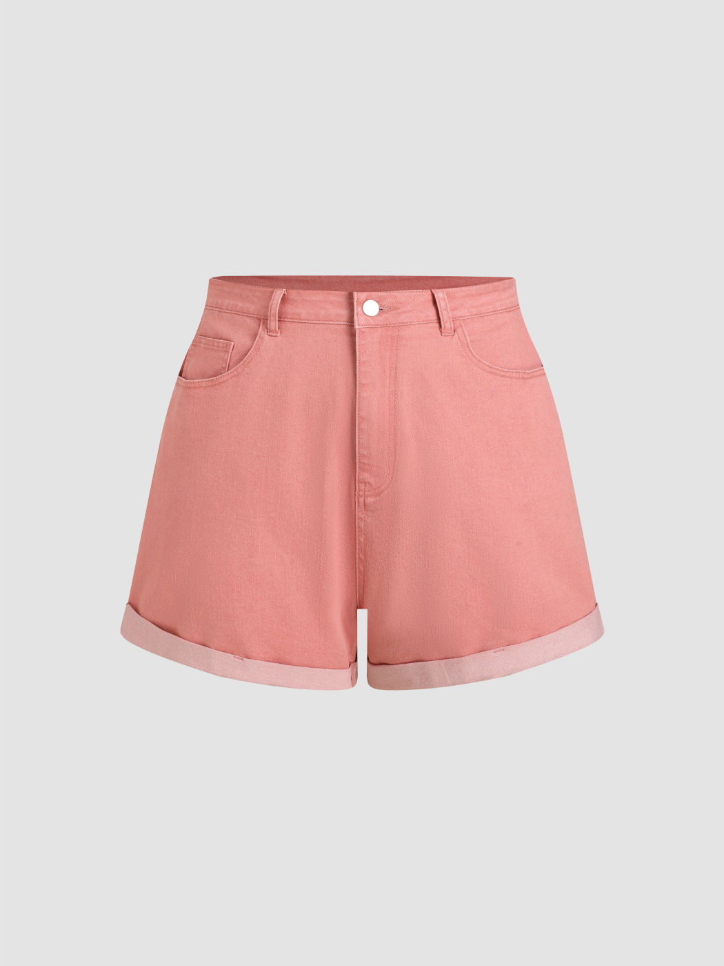 Denim Roll Hem Pocket Shorts Curve & Plus