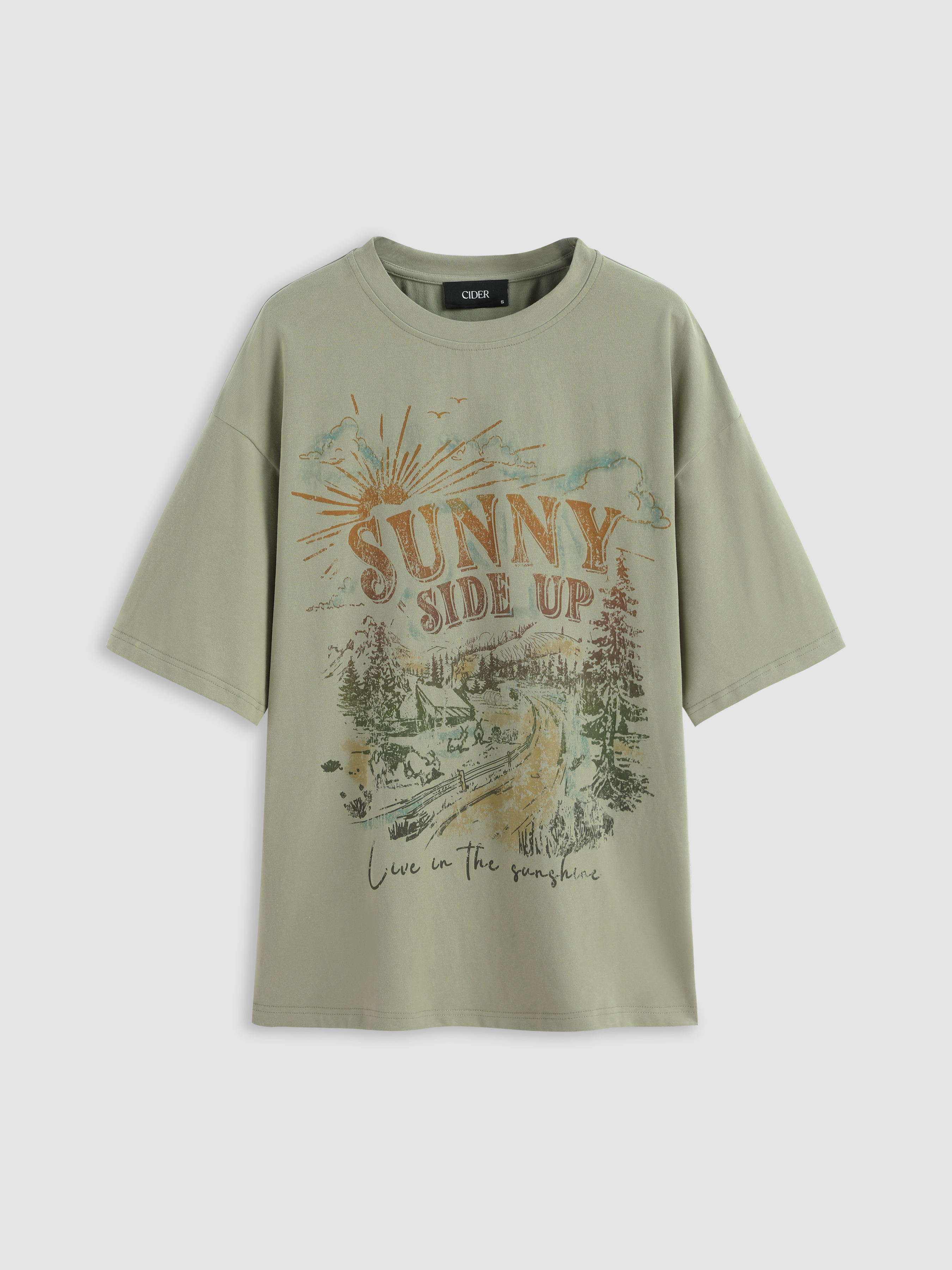 Graphic Tee Summer Tops Cute Tops Knit Fabric Sunny Side Up