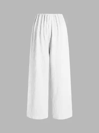 Pantaloni a gamba larga con coulisse in tessuto