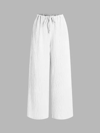 Pantaloni a gamba larga con coulisse in tessuto