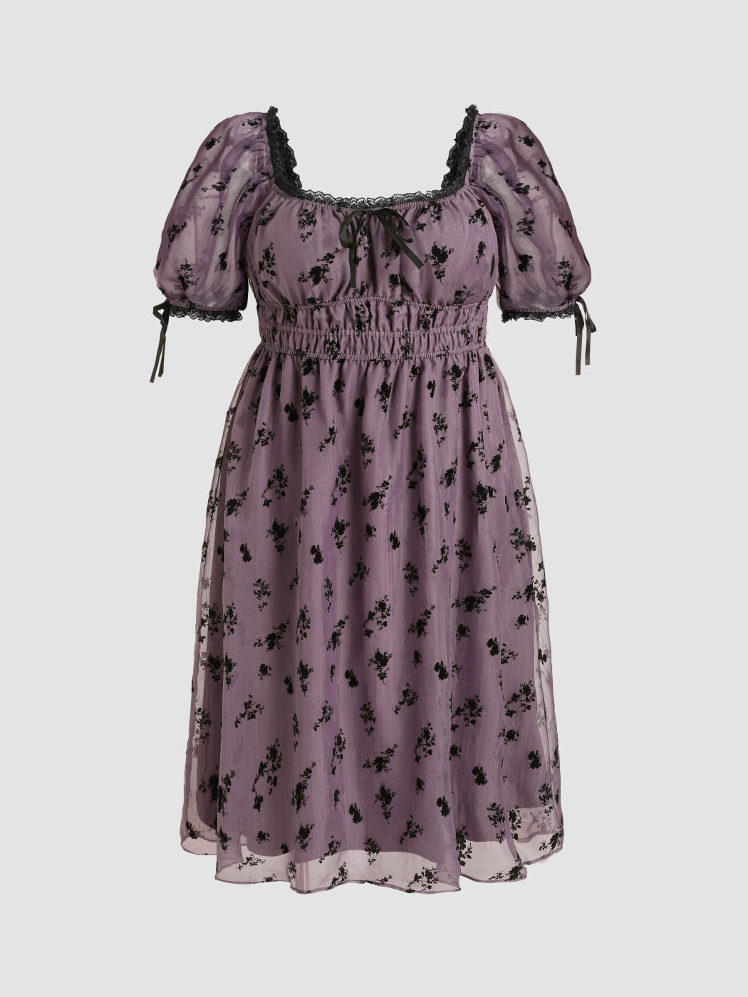 Maxikleid mit Blumenspitze und eckigem Ausschnitt Kurve & Plus