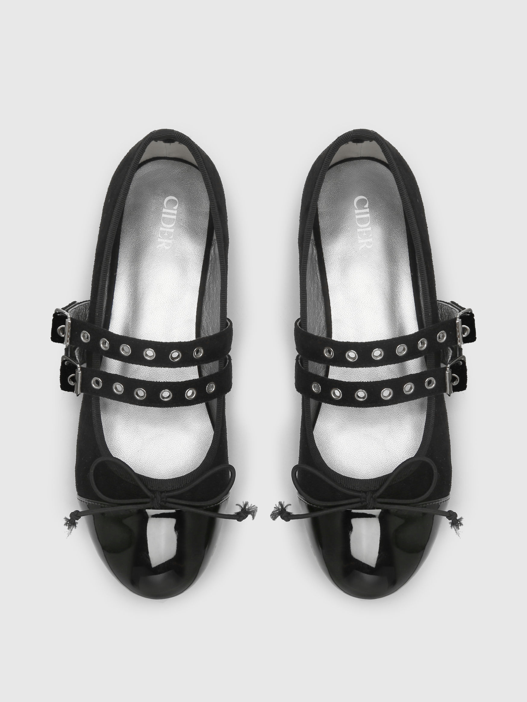 Double Strap Buckle Bowknot Ballet Mary Jane Flats