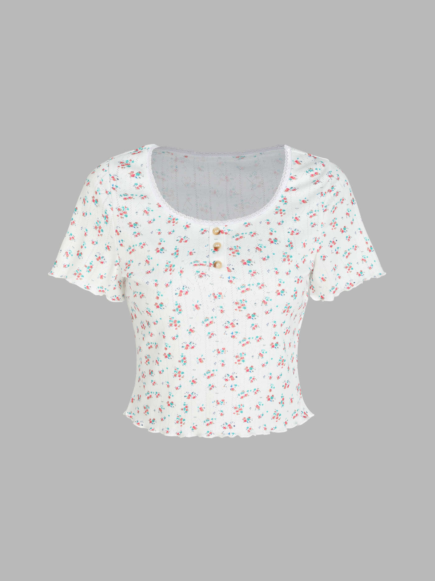 Floral Button Up Tee & High Waist Shorts Pajama Set